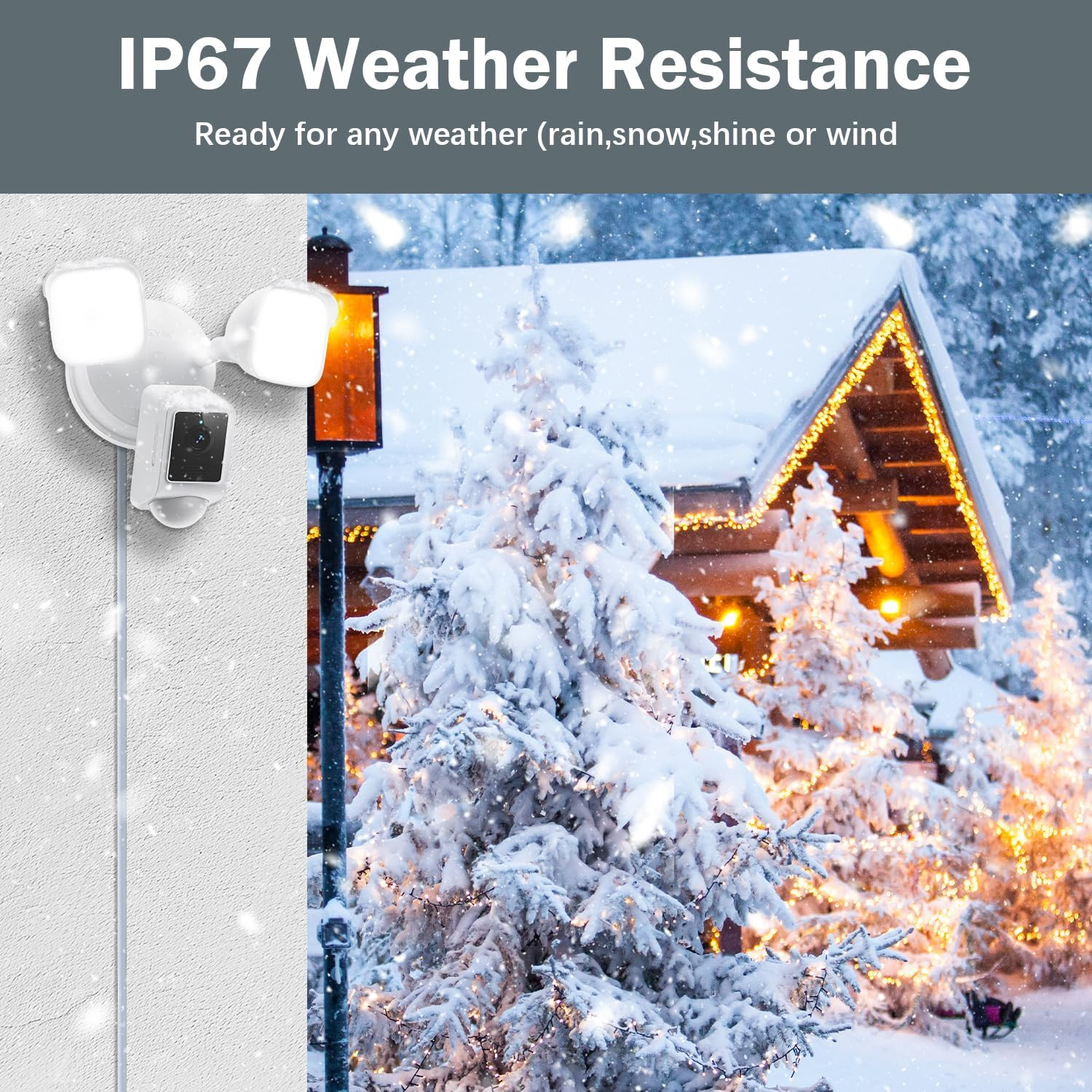 Plug-In Mount for Floodlight Cams with 30Ft/9M Weatherproof Power Cable for Floo