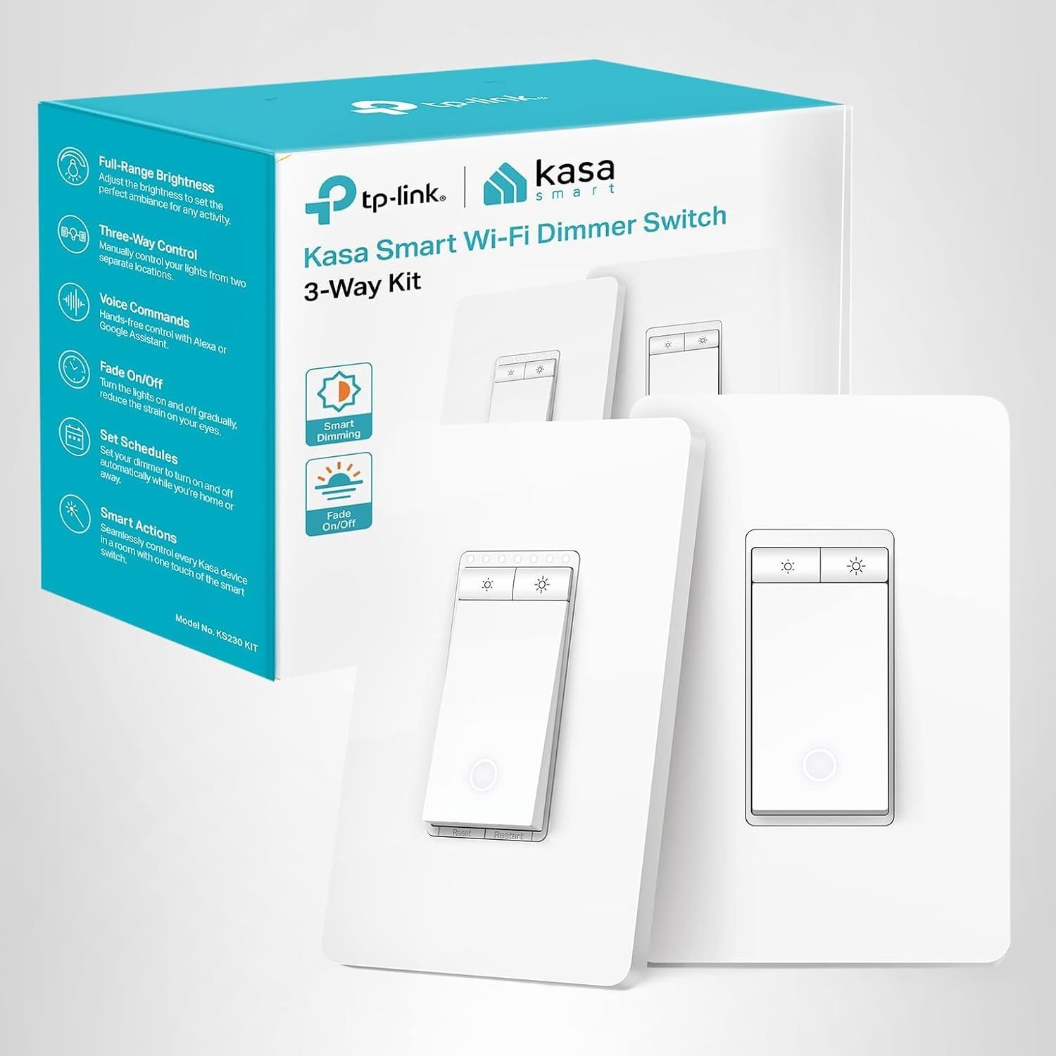 Kasa Smart 3-Way Wi-Fi Dimmer Switch Kit (KS230 Kit) – Perfect Working Condition