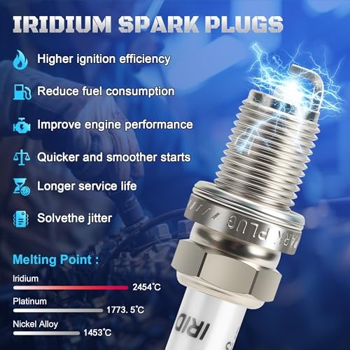 Iridium Platinum Spark Plugs 4 Pack Fits for 2011-2015 91039, IFR7X7G, 41-121