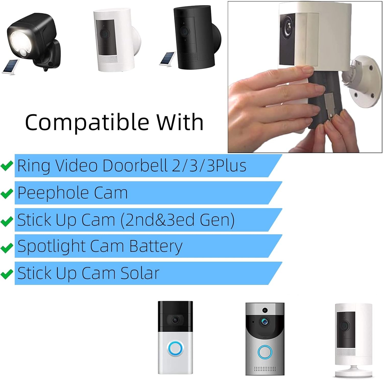 2 Pack 7200mAh Rechargeable Battery and Charger Station for Ring Doorbell 2/3/4