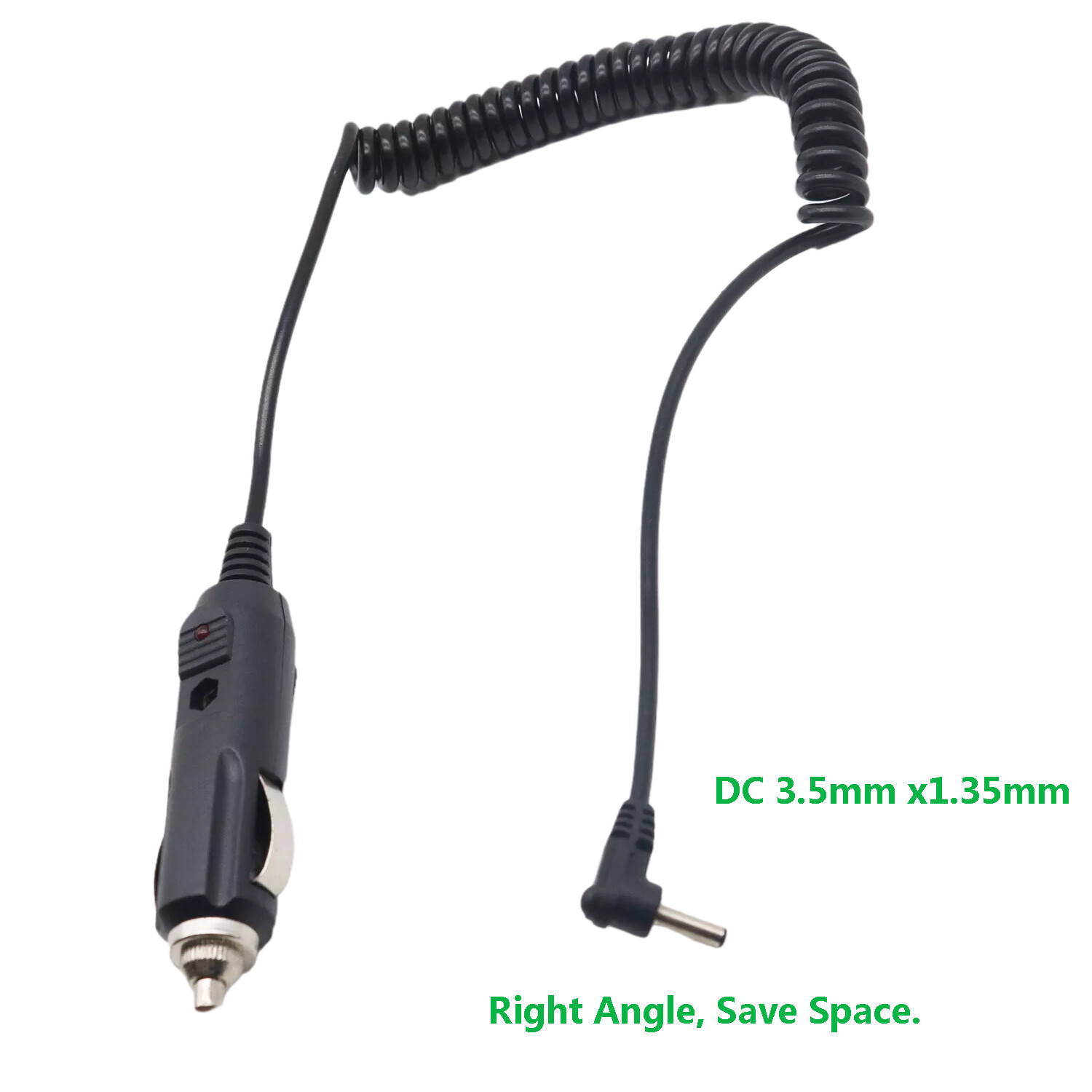 DC 3.5mm x 1.35mm Angle Car Cigarette Lighter Socket Power Supply Adapter Cable