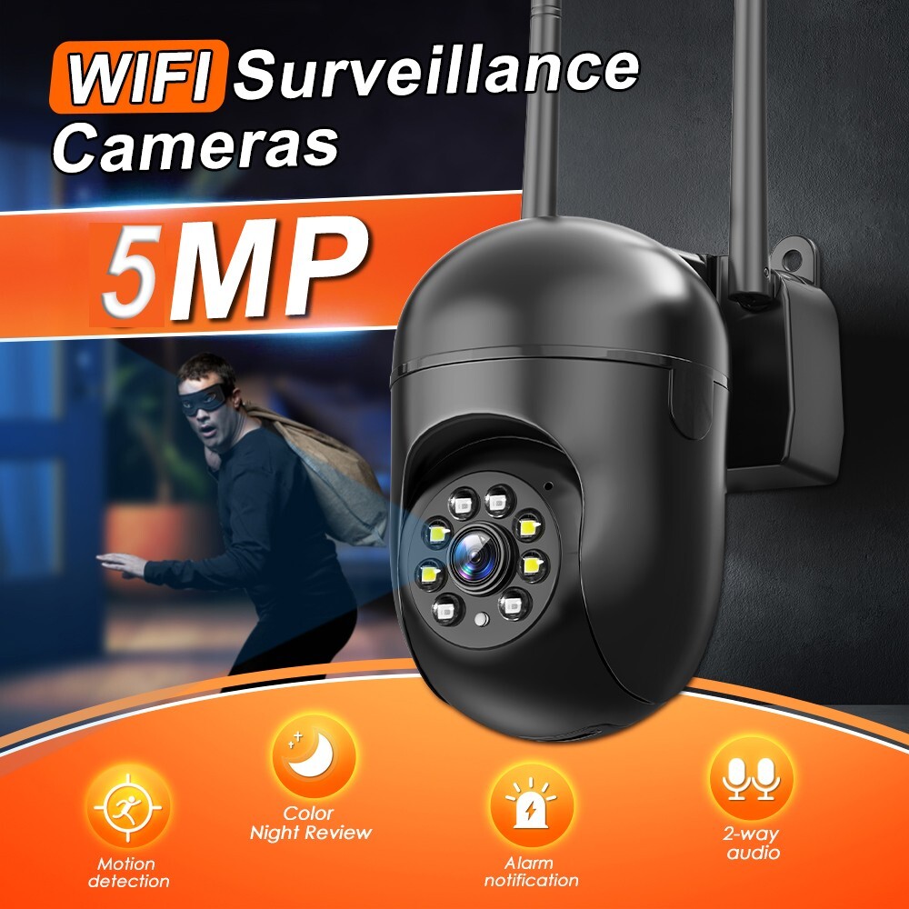 5MP WiFi Security Camera PTZ Wireless 2.4G WIFI Audio Home Outdoor 2-Way Audio