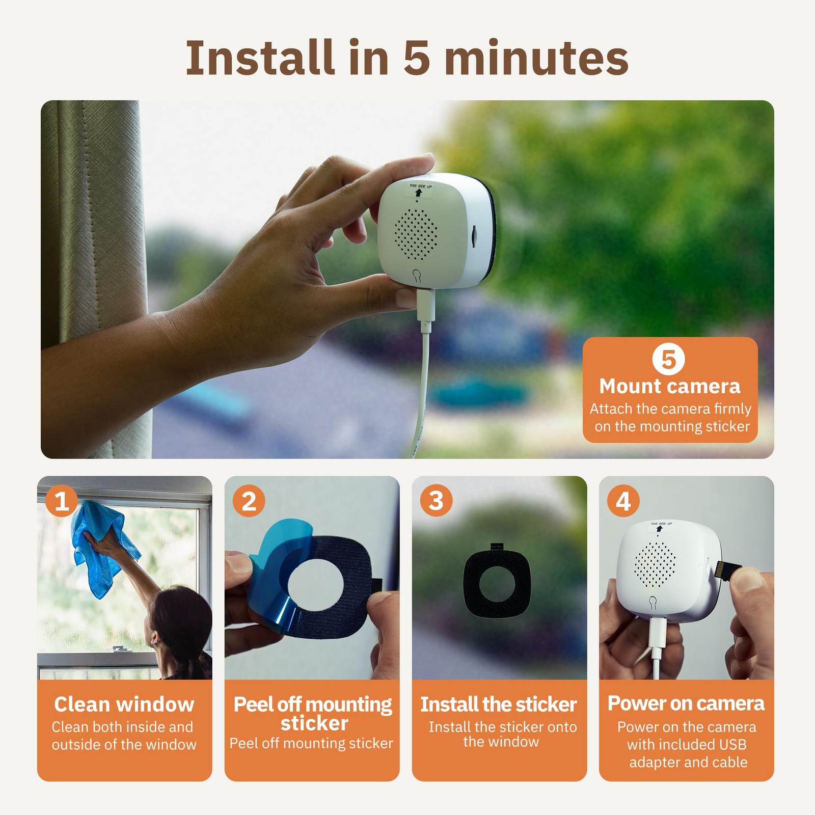 Girafit 3MP 2K Window Camera,2.4GHz & 5GHz WiFi Indoor Cameras for Home Security