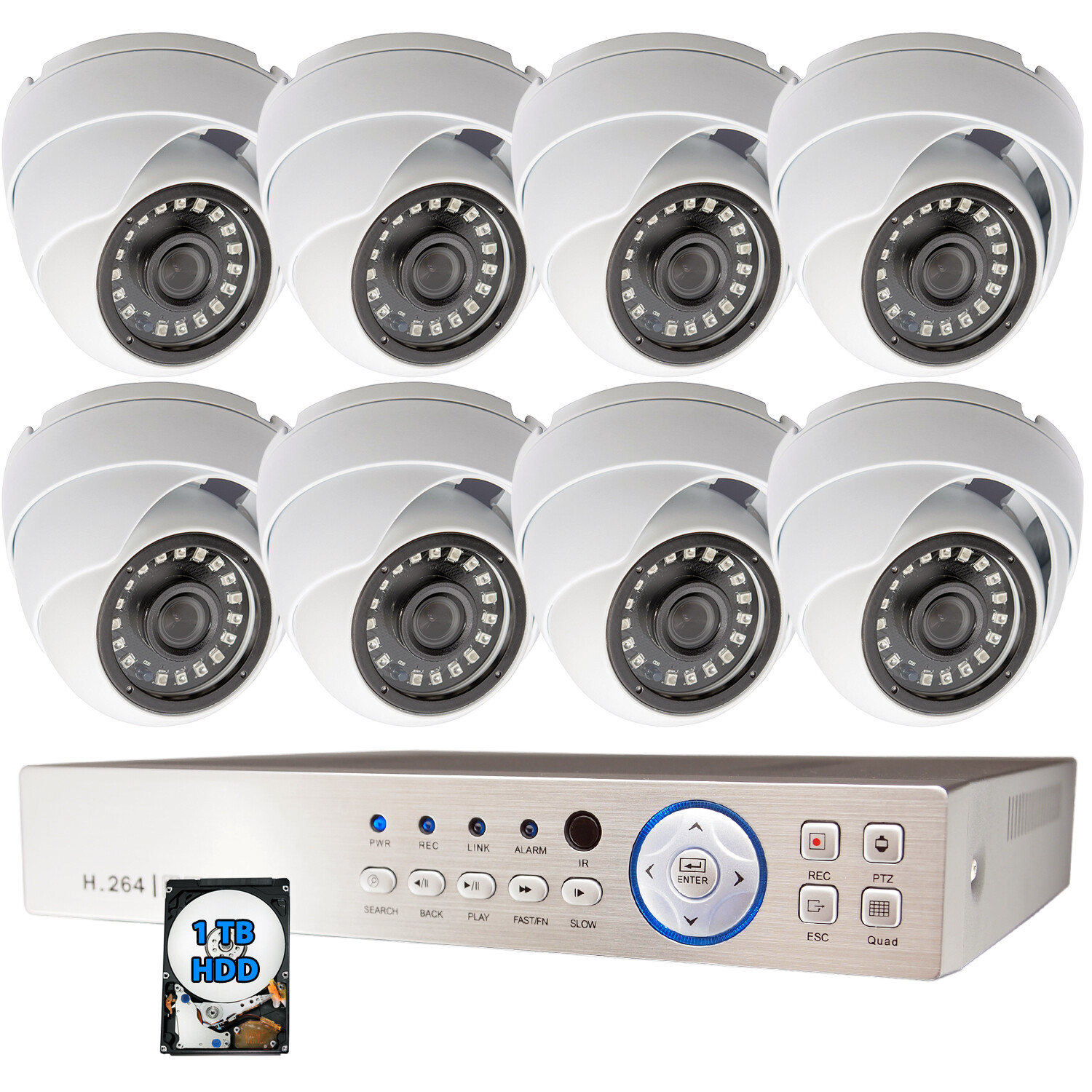 8 Channel Complete Security Surveillance Camera DVR System Home Office CCTV 1TB