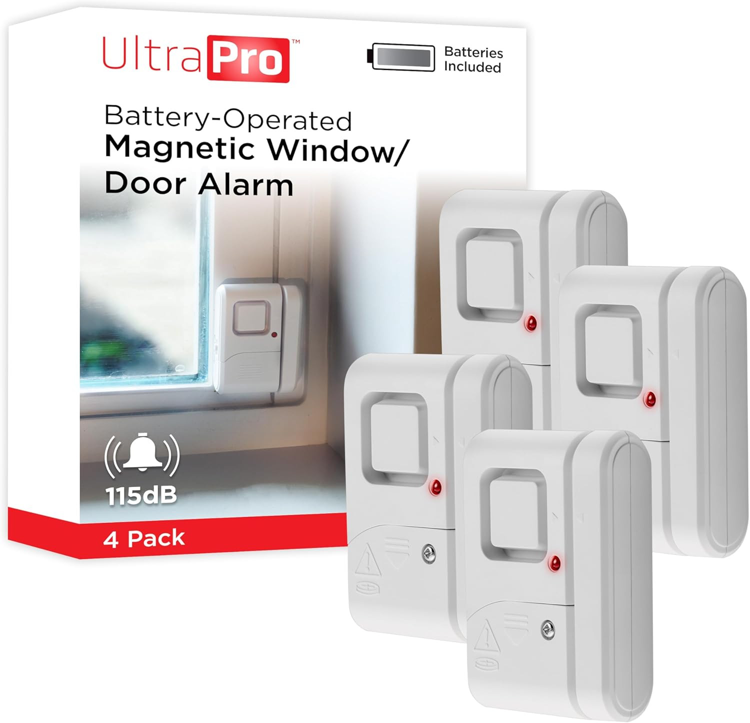 Personal Security Window and Door Alarm, 4 Pack, DIY Protection, Burglar Alert,