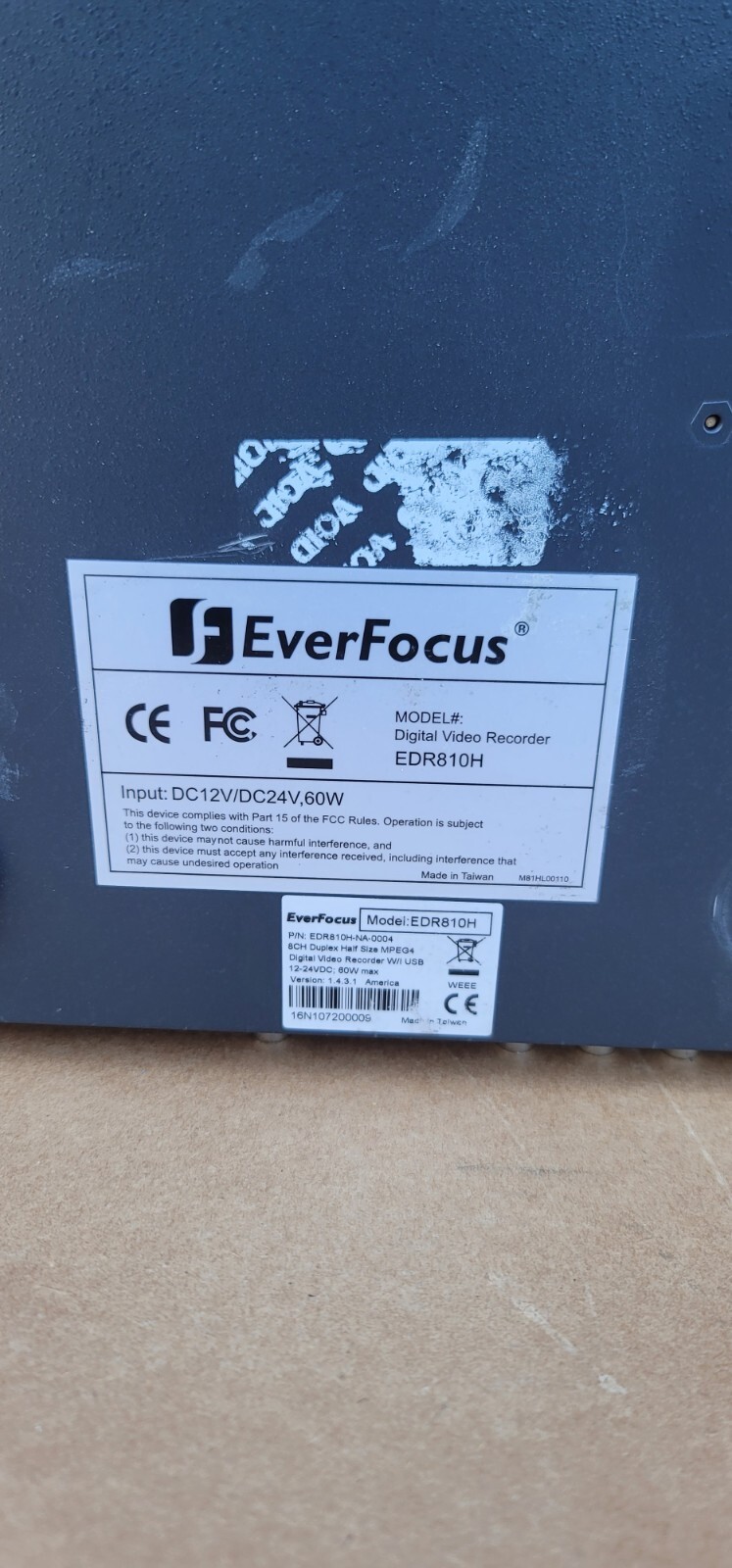 EVERFOCUS EDR810H 8 CHANNEL MPEG4 DIGITAL VIDEO RECORDER [ NO POWER SUPPLY ]