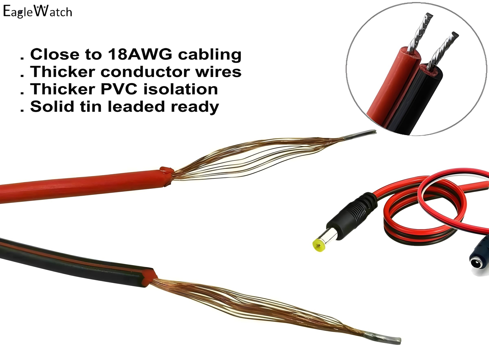 20 Pack Female Power Pigtail DC 5.5mm x 2.1mm Connectors Upgraded AWG for CCT…