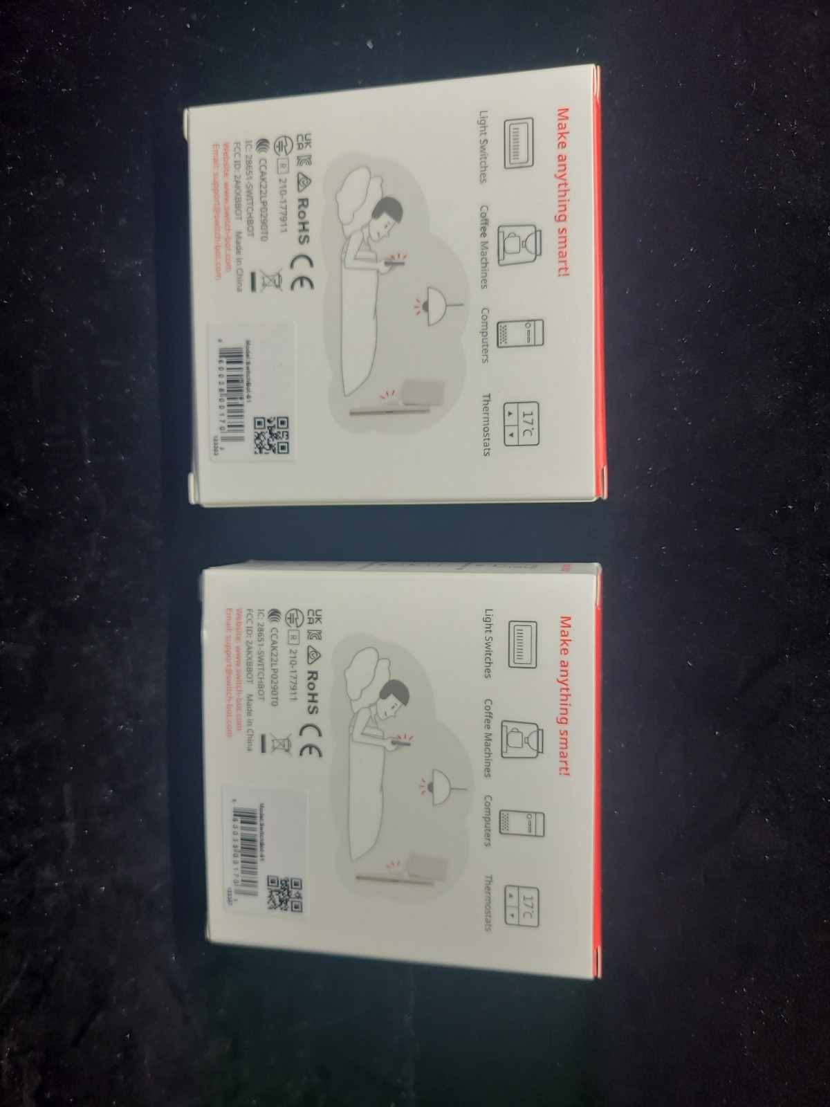2 Pack SwitchBot Smart Switch Button Pusher – No Wiring – Bluetooth App or Timer