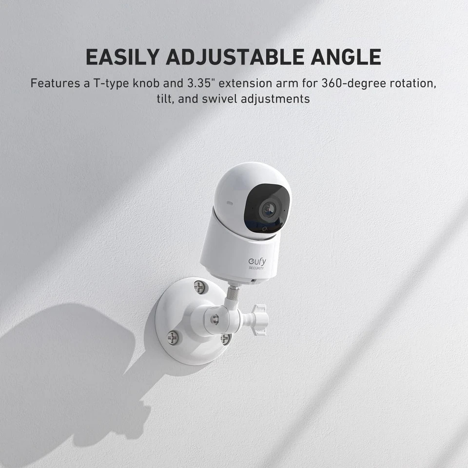 Holicfun Wall Mount for Eufy Security Indoor Cam E30/E220/C220/C210, 360° Adjust