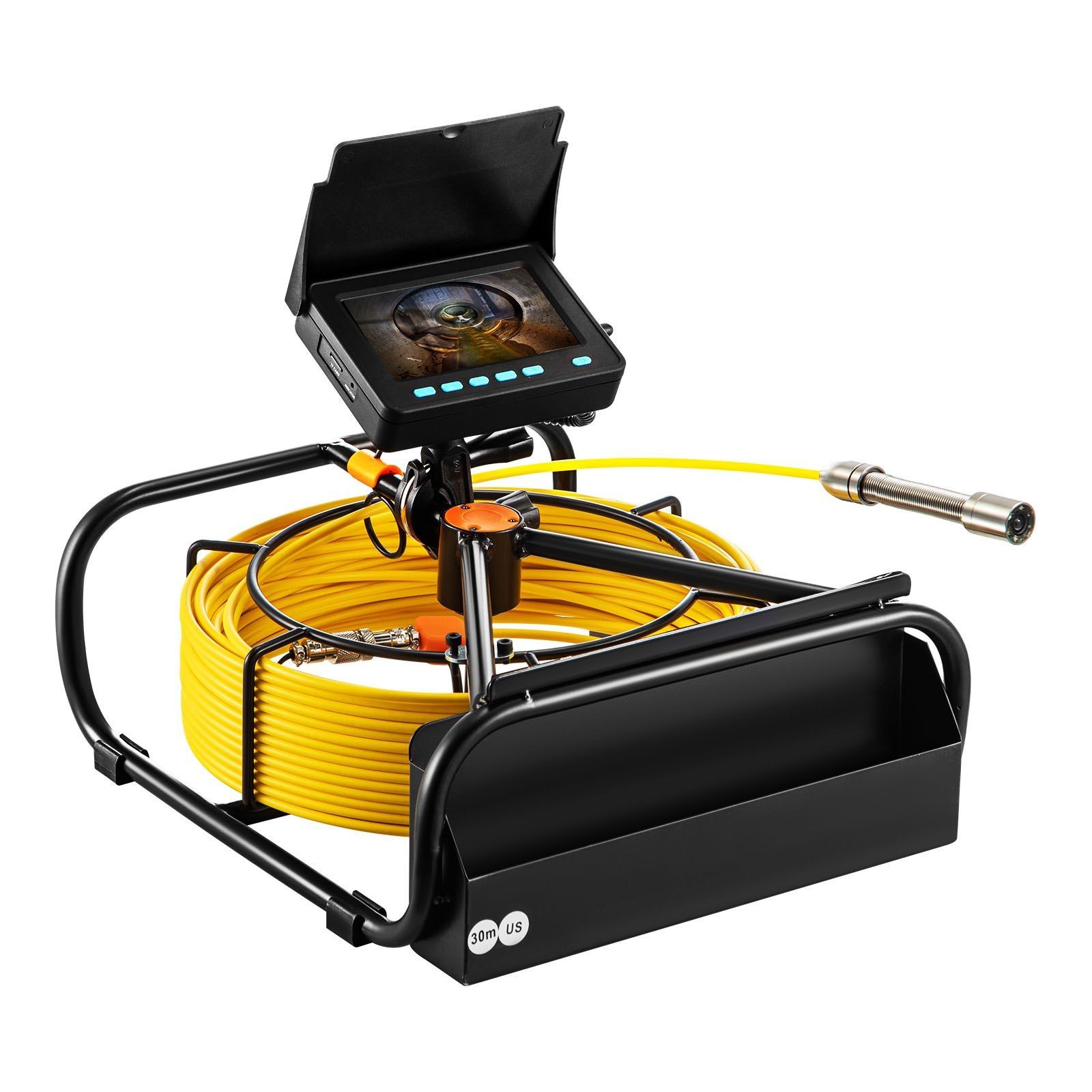 30M Sewer Camera w/ 11cm TFT LCD, IP68 Waterproof, 6LEDs, 8500mAh Battery