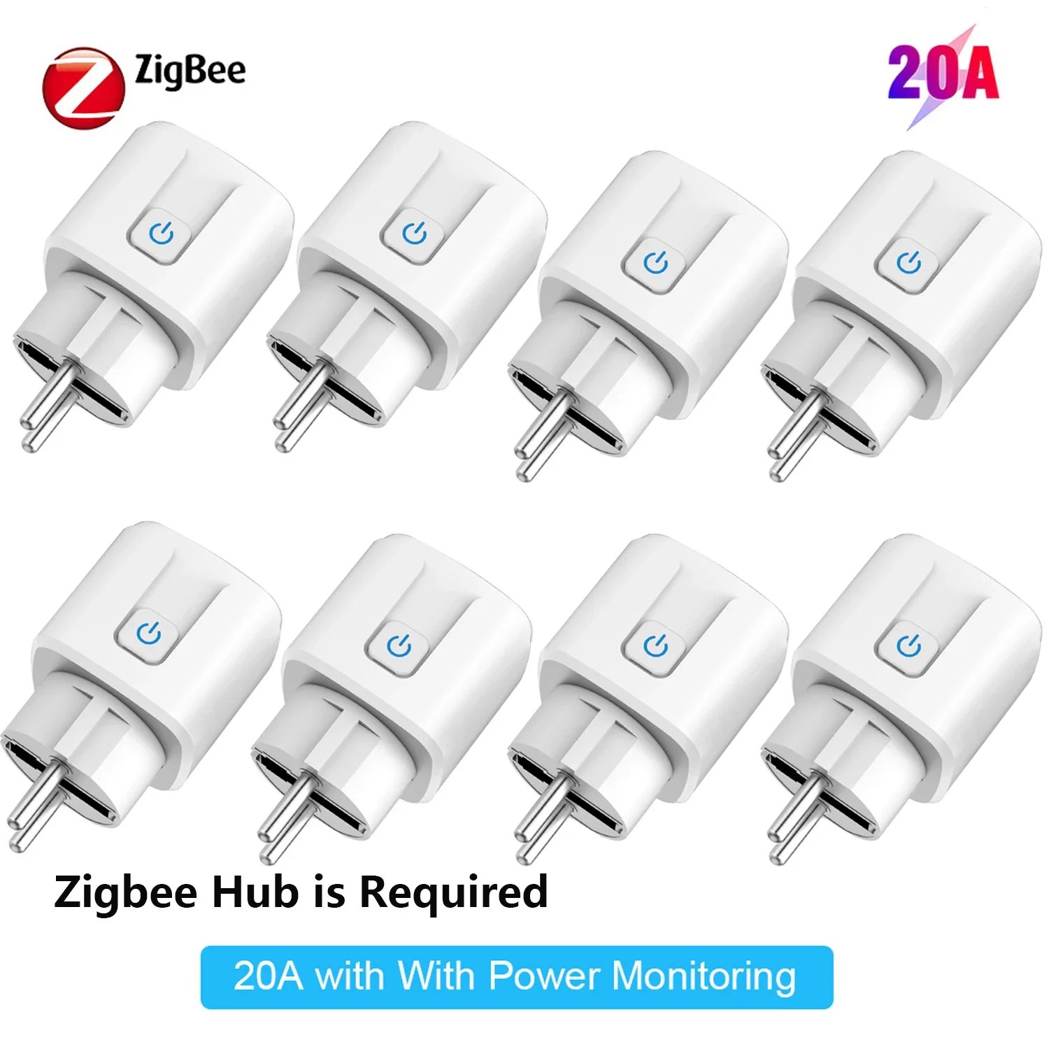 16A/20A Tuya ZigBee 3.0 Smart Plug EU Power Monitor Wireless App Voice Remote Co