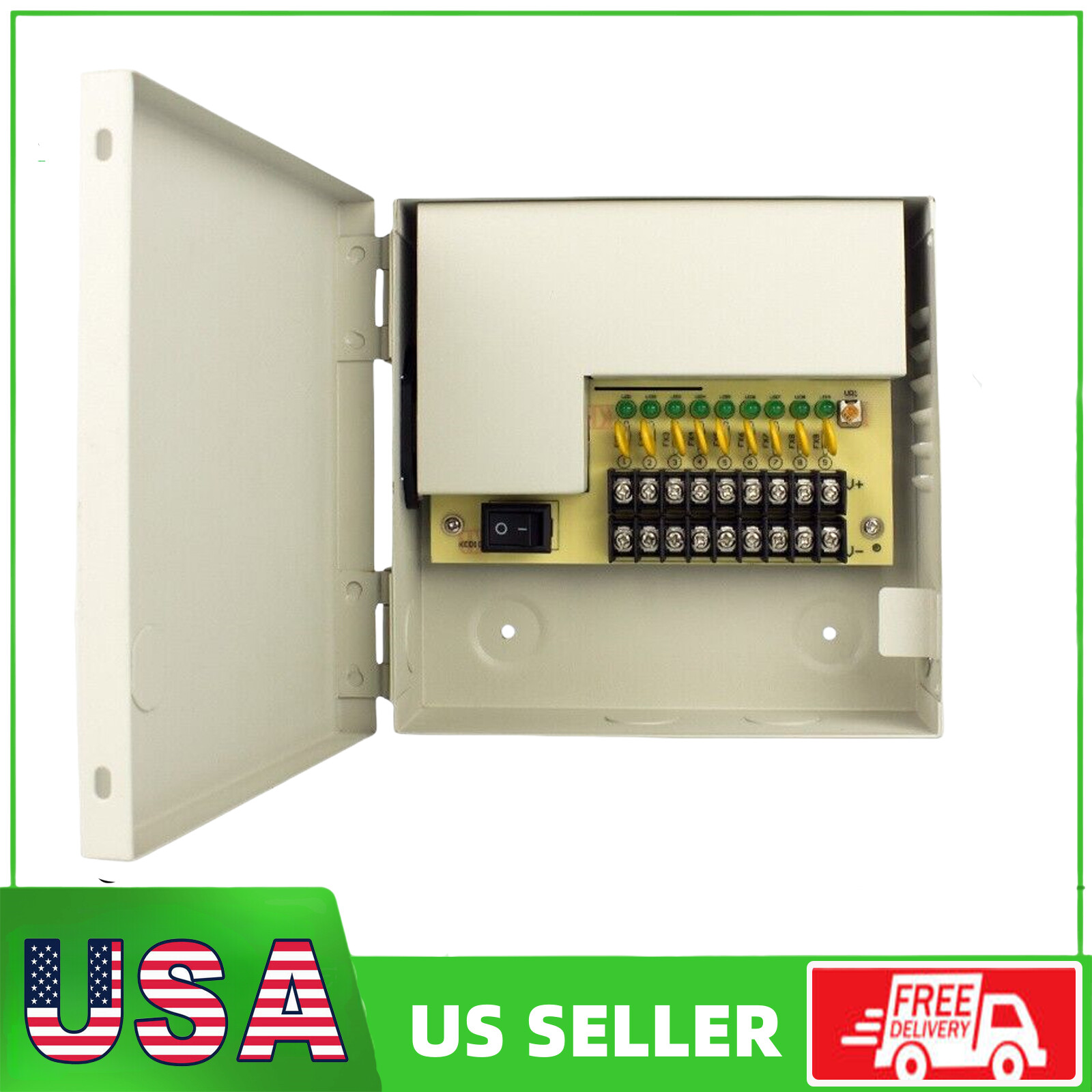 9 Channel/Port 5 AMPS 12V DC 110-240v Power Supply Metal Box Individually Fused