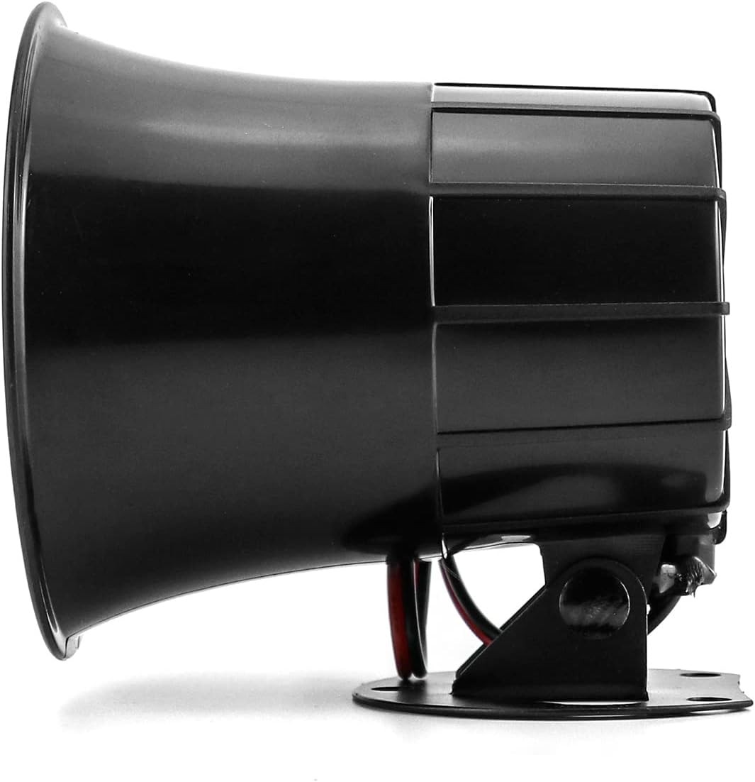 QWORK Electric Siren Horn, DC 12V Security Loud Wired Alarm 1 Pack, Black