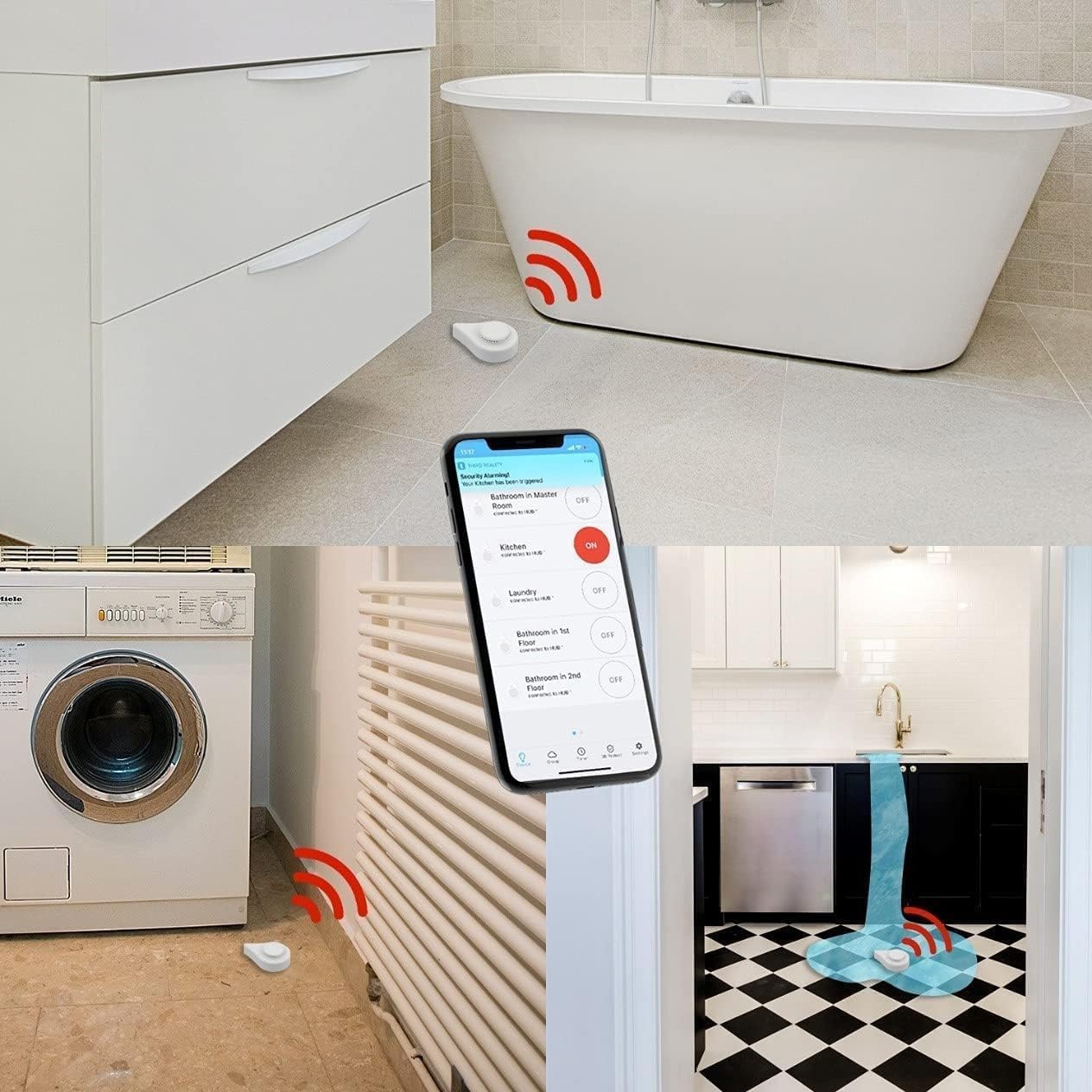 Zigbee Water Leak Sensor With Dripping Detection 2 Pack 120 Db Alarm App Notific