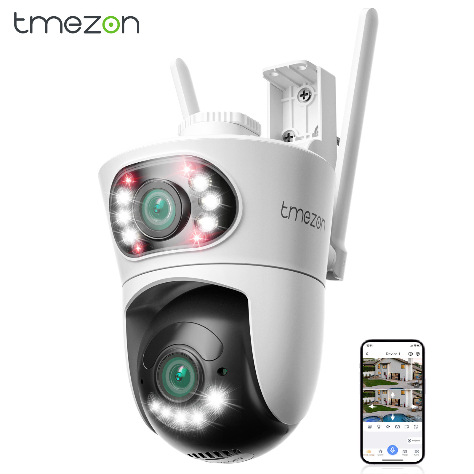 4Pack Security Camera Dual Lens Wireless WiFi PTZ Home Security Auto Tracking