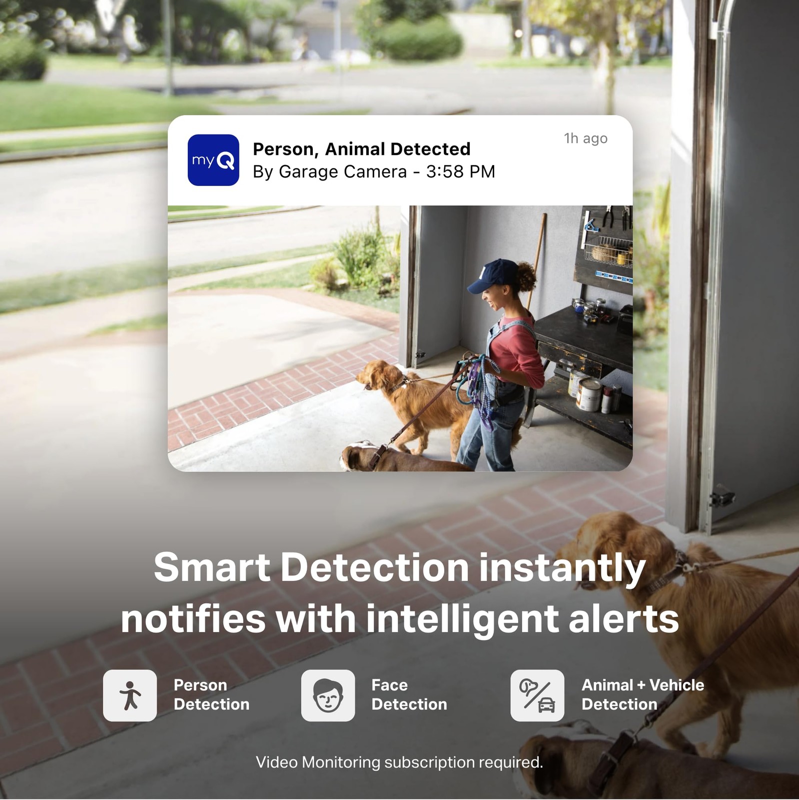 myQ Smart Garage Security Camera – 1080p HD Video, Night Vision, Motion Detec…