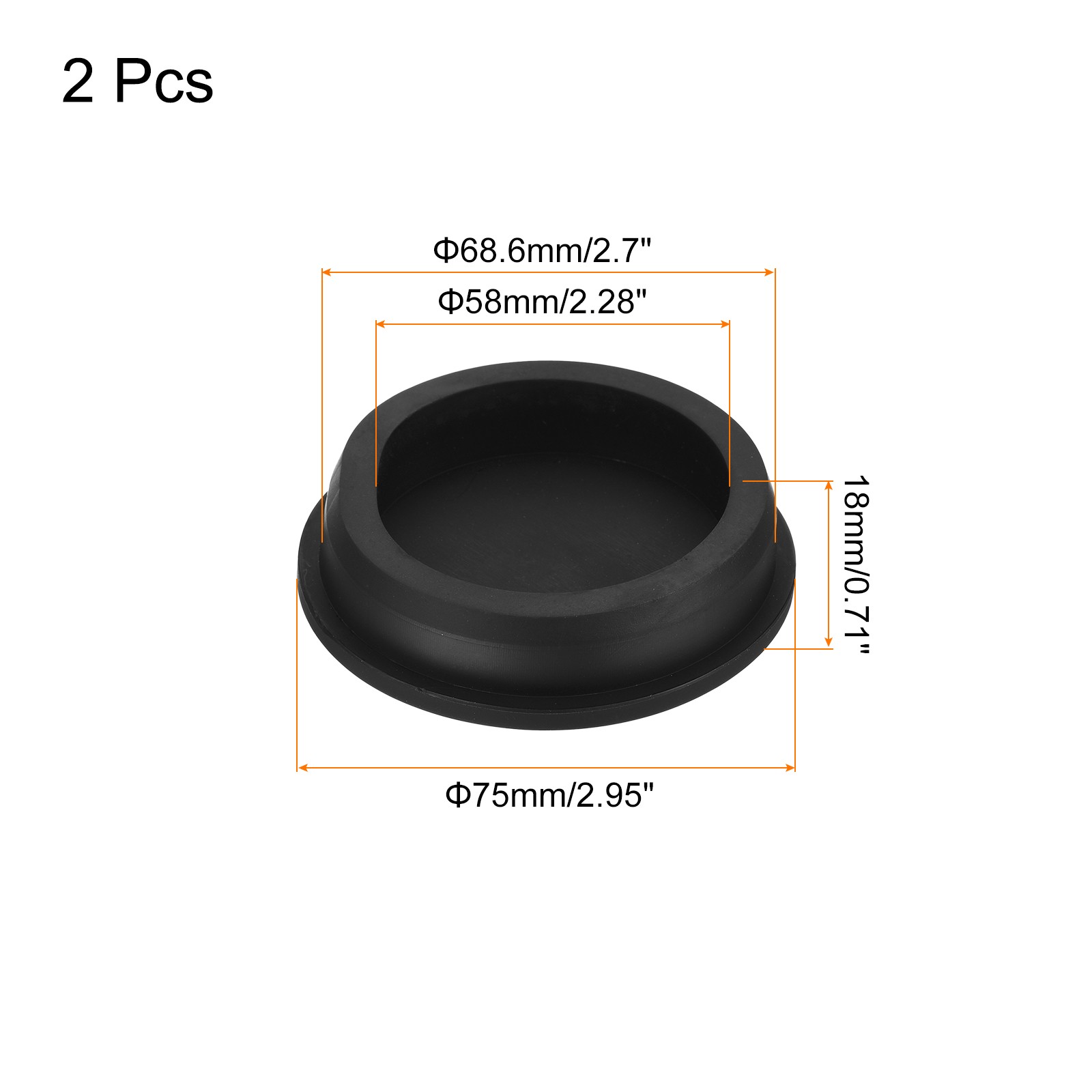 High Temp Silicone Plug t Shaped Solid Stopper Black 75x4x18x58mm 2Pcs