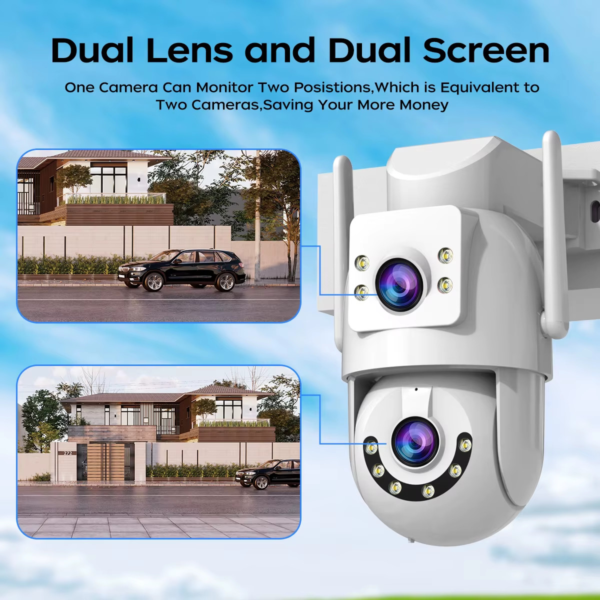 Jooan 4K 8MP HD Wifi PTZ Camera Outdoor 5G Wifi Dual Lens Security IP Cameras 5X