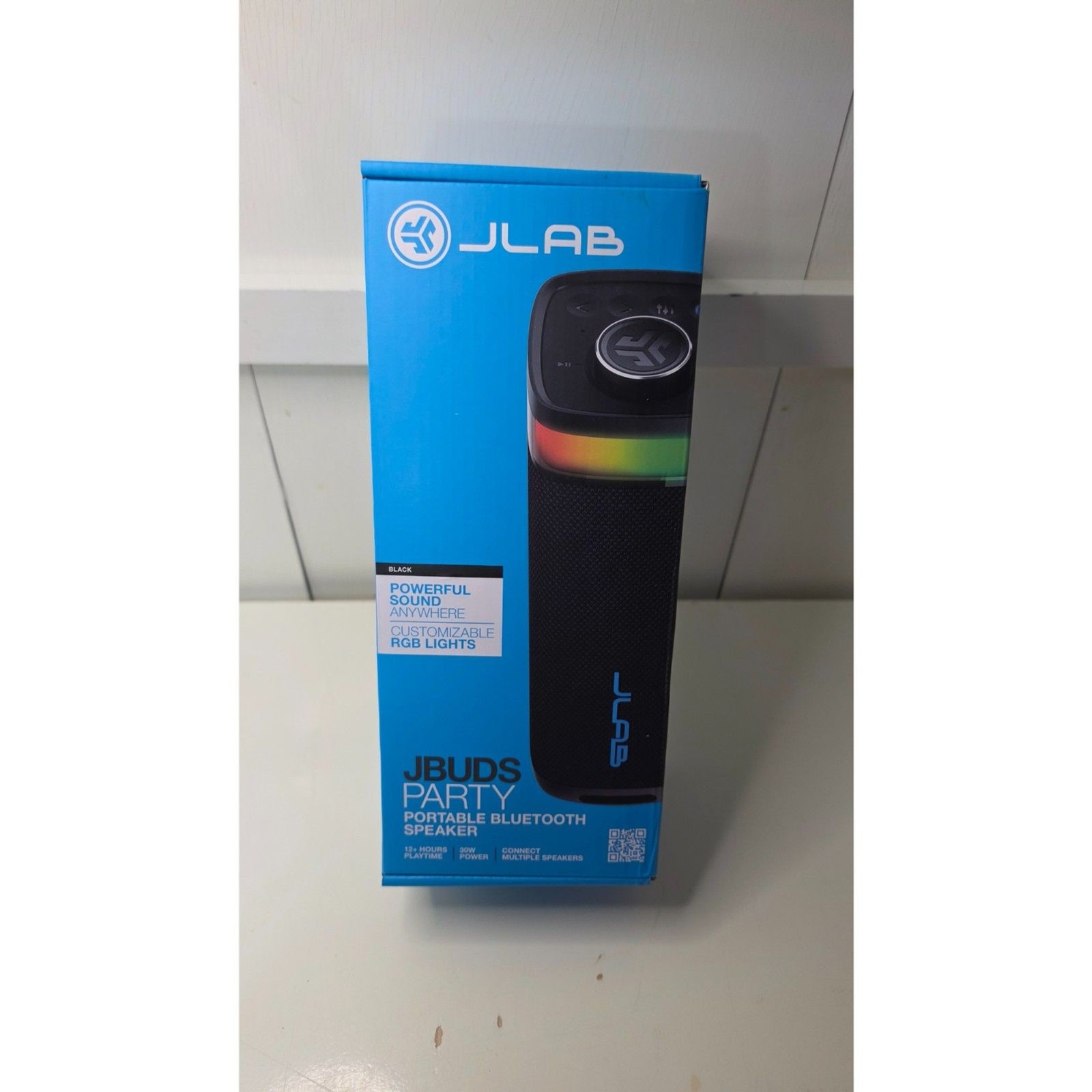 JLab JBuds Party Portable Bluetooth Speaker Black 30W Waterproof RGB Lighting
