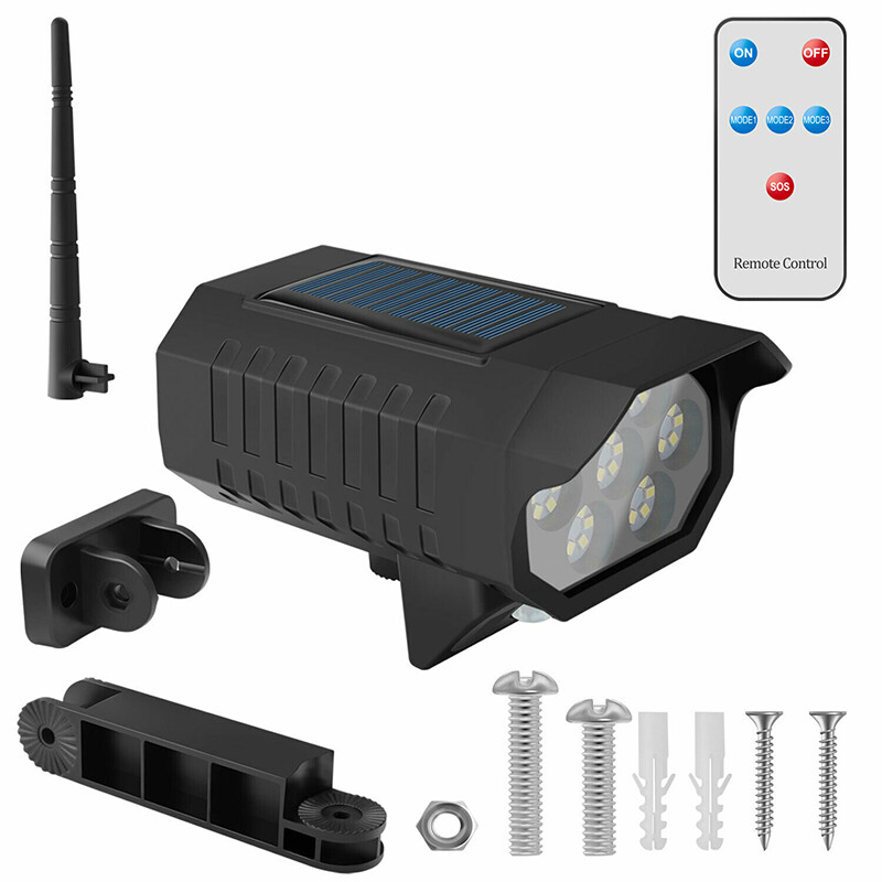 Solar LED Wall Light Motion Sensor Street Yard Outdoor Security Lamp Fake Camera