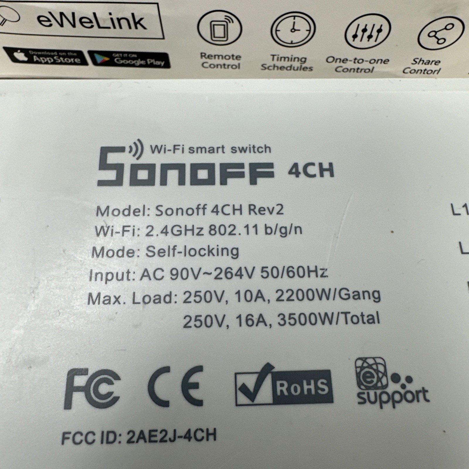 Sonoff 4CH R2 4 Way Wi-Fi Smart Switch Wireless RF APP Remote Control