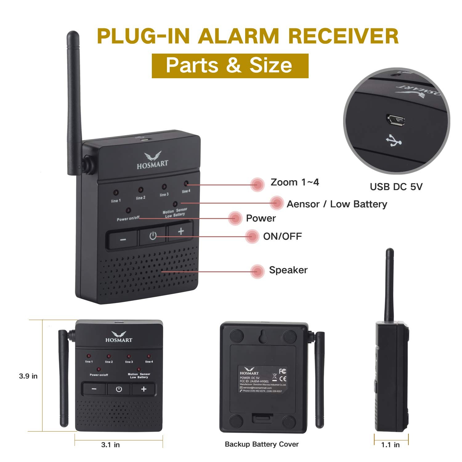 1/2 Mile Hosmart Driveway Alarm Wireless Sensor System & Driveway Sensor Alert S
