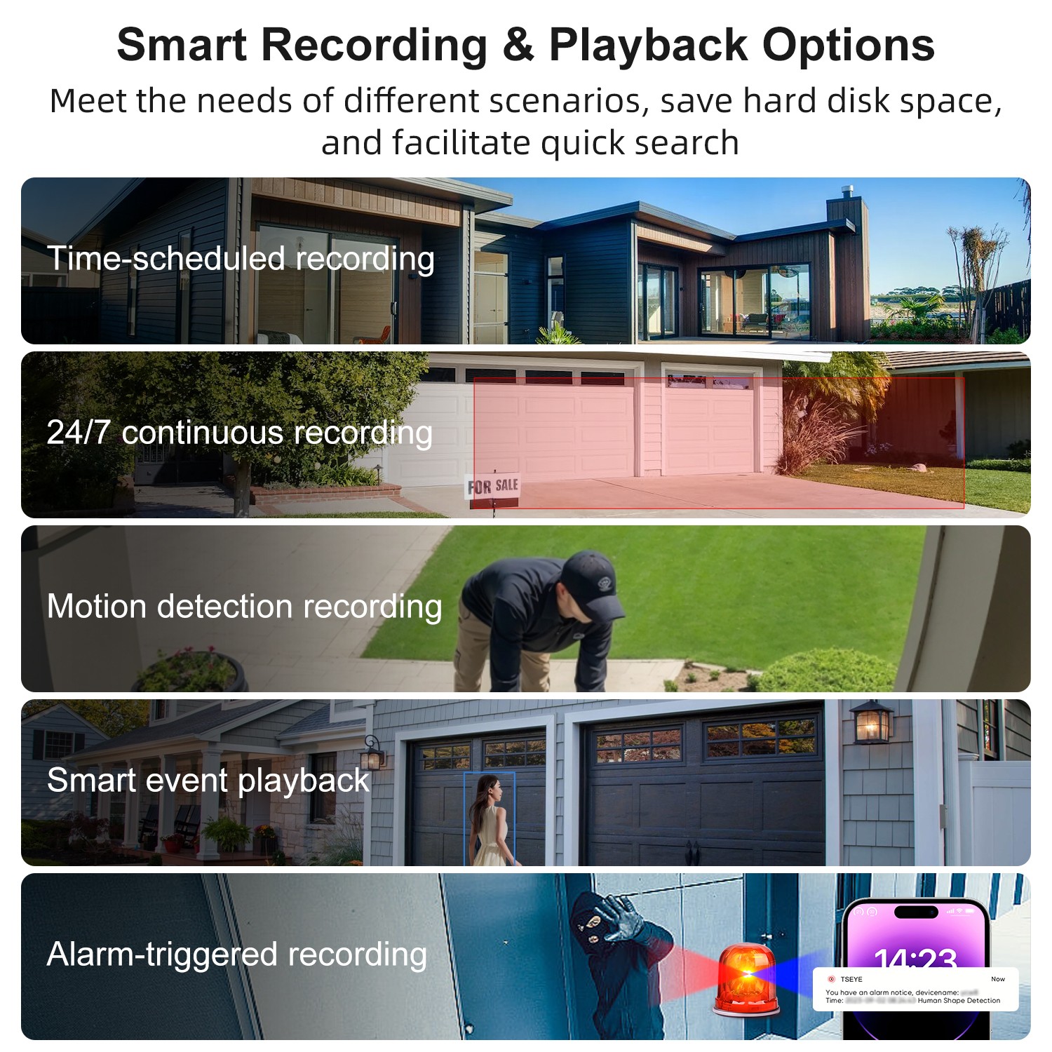 POE Security Camera System 8pcs 5MP Indoor Outdoor PoE Cameras Auto Tracking 4TB