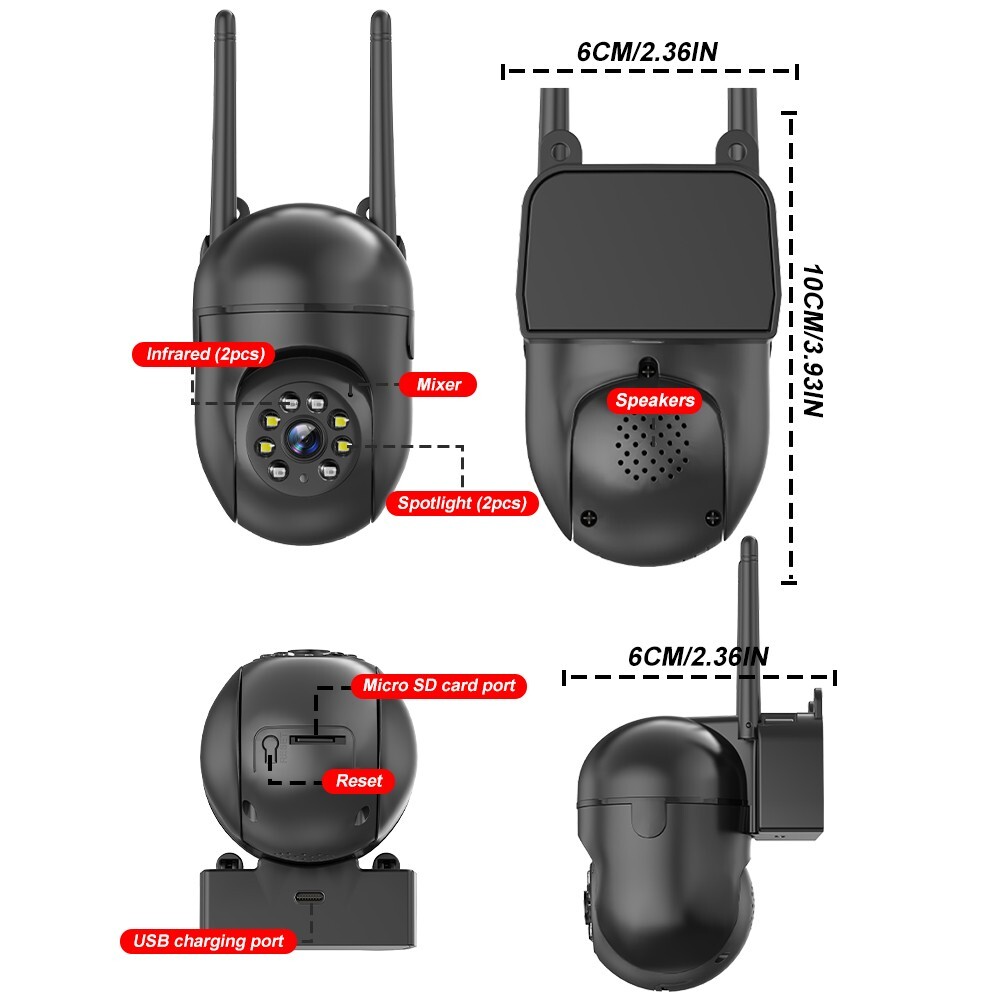 Sansco 5MP PTZ WIFI Home Security Camera Wireless IR Color 2-Way Audio