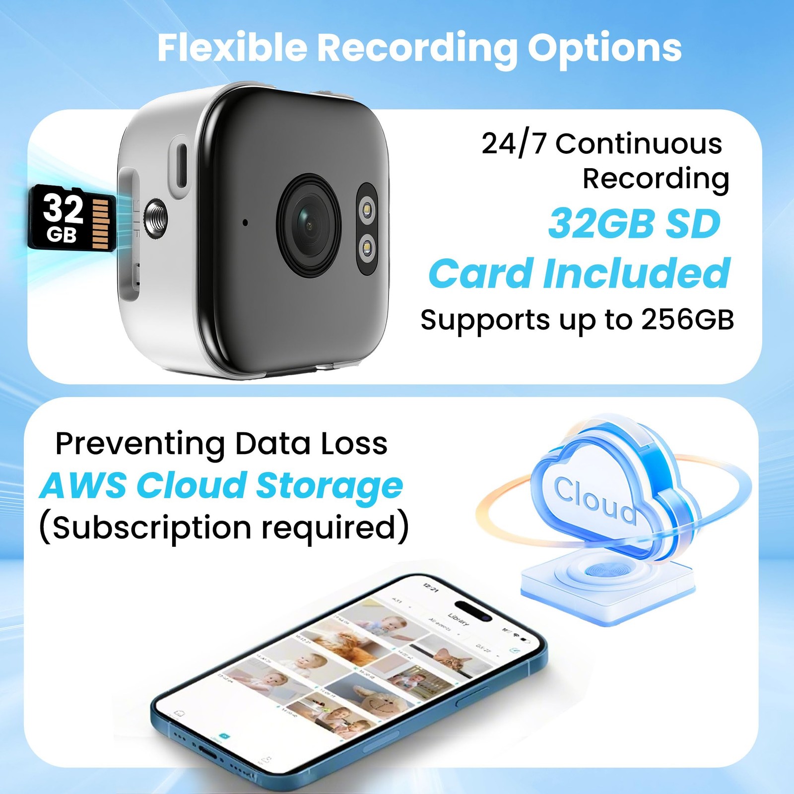 vebiliki 【2 Pack】 Window Cameras with 32GB SD Cards, 2K 3MP 2 Packs, White