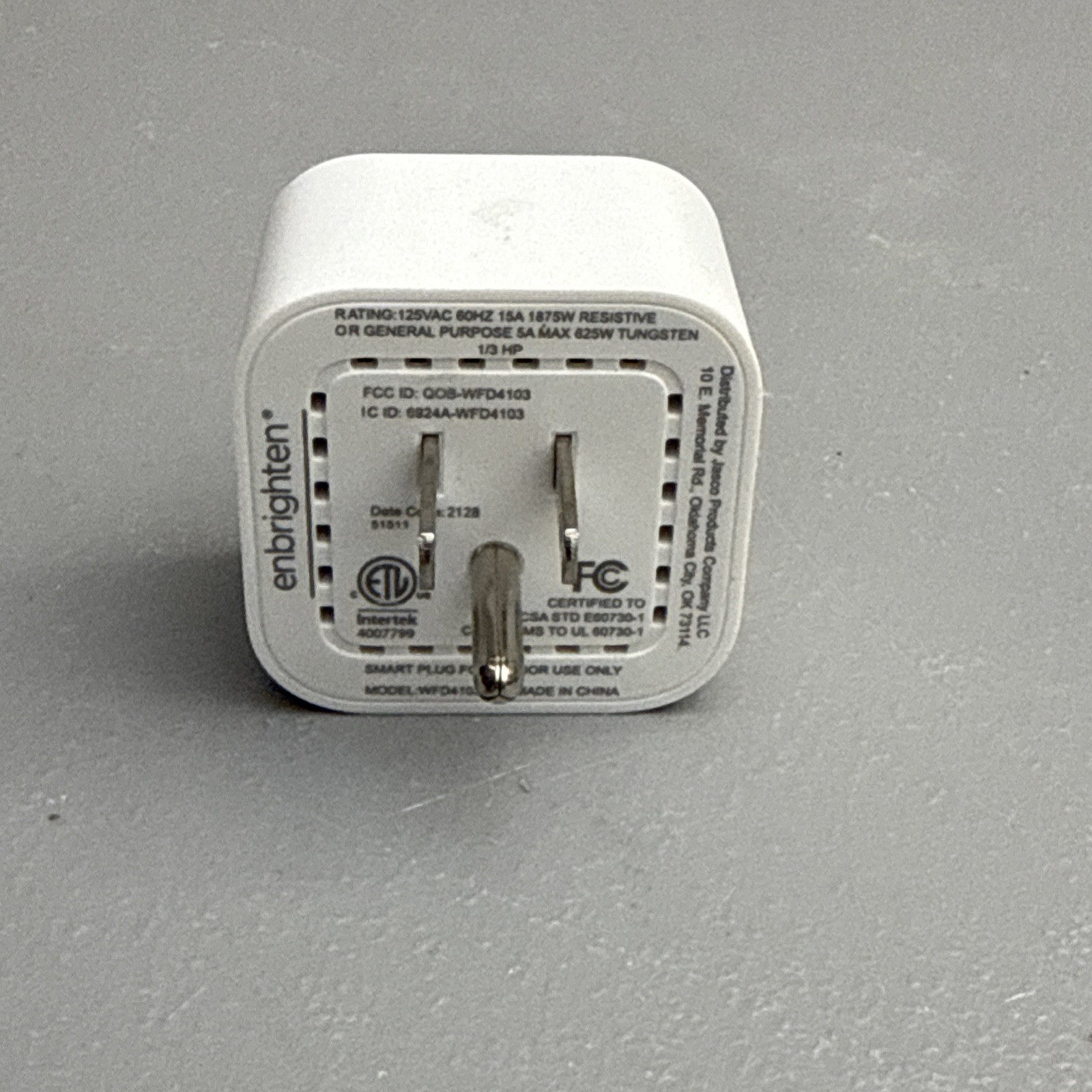 Enbrighten Smart Plug Model #WFD04103E INDOOR USE ONLY