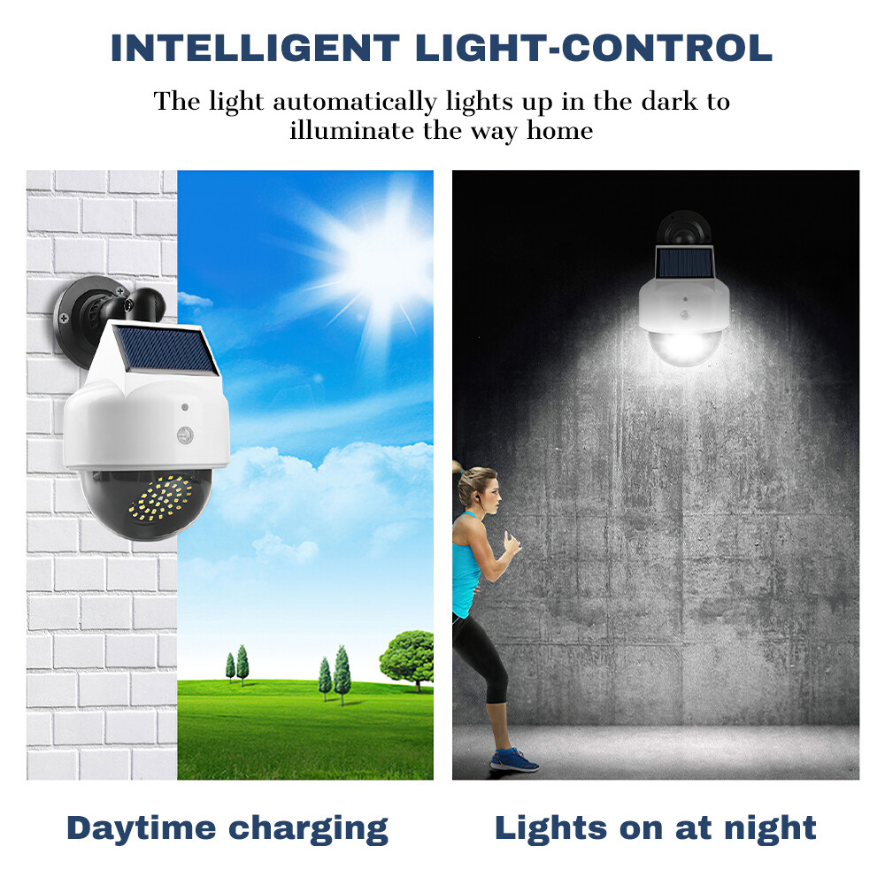 1-4PACK Solar Power PIR Motion Sensor Fake Camera Wall Light Outdoor Garden Lamp