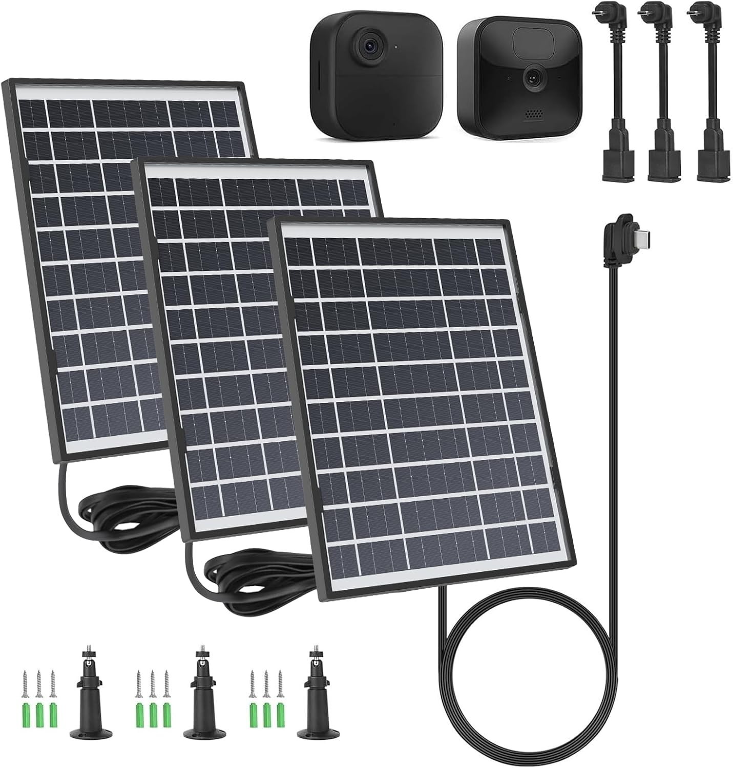 3pk Blink Outdoor 4 Solar Panel Charger – 5V, Waterproof, 11.8Ft Cable