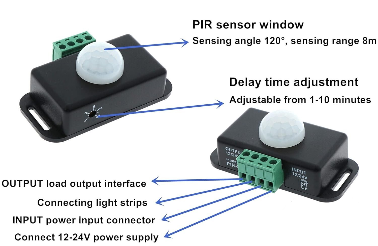 12-24V PIR Sensor LED Motion Sensor Switch Motion Timer Function Sign Controller