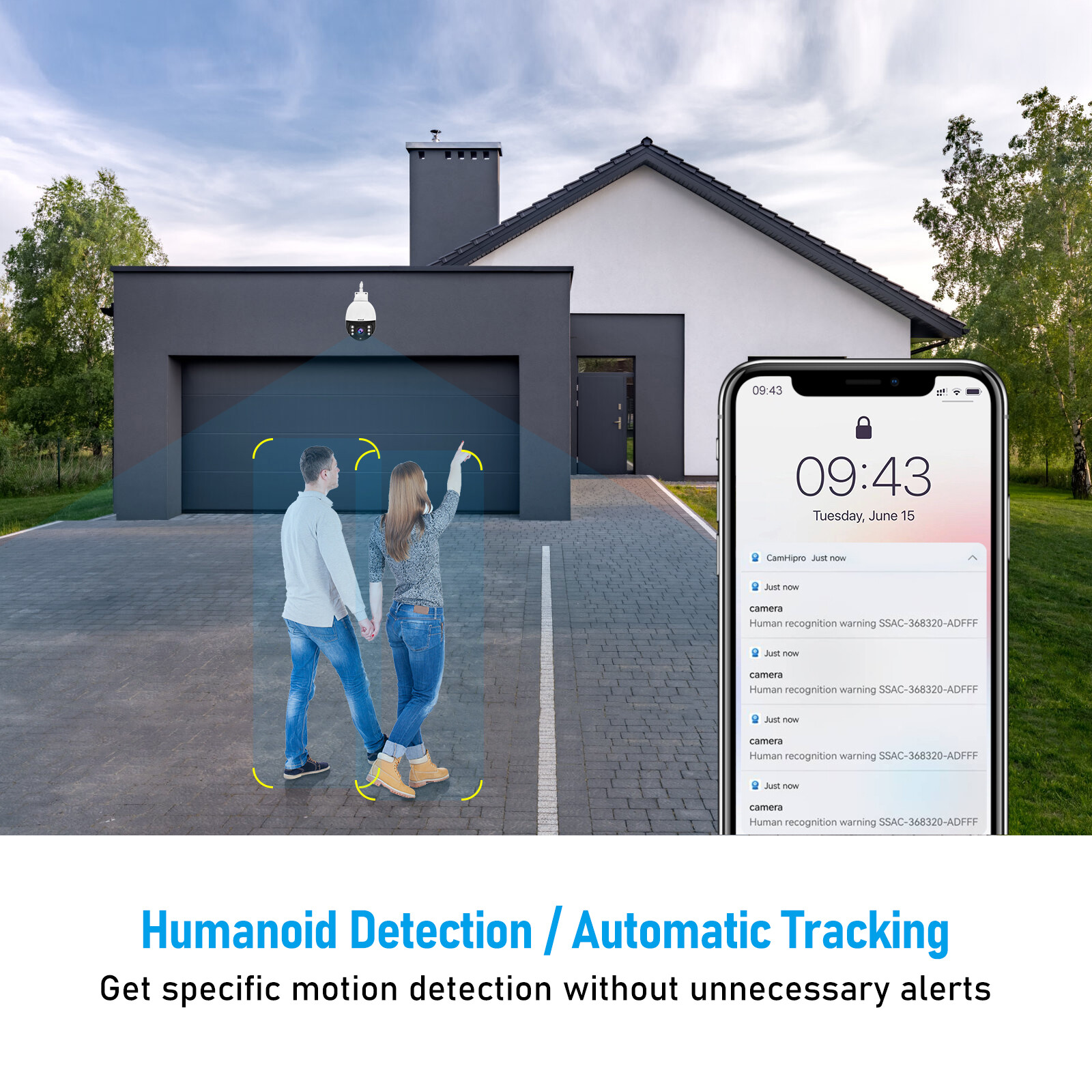JideTech 5X Optical Zoom Camera 5MP PTZ Outdoor WiFi Camera With Auto Tracking