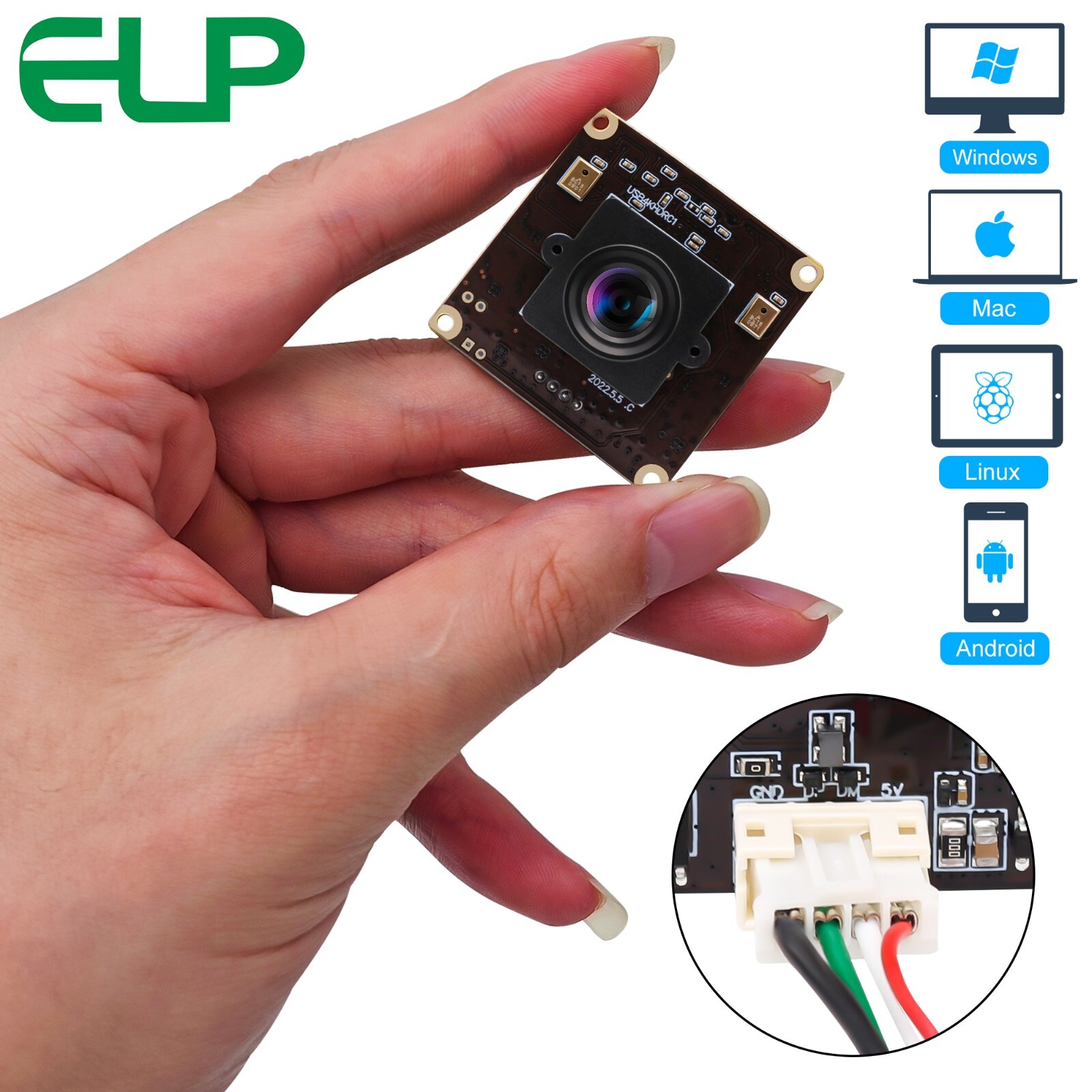 ELP USB with Camera 3.6mm Lens 4K Hd USB Camera Module for Linux Windows Android