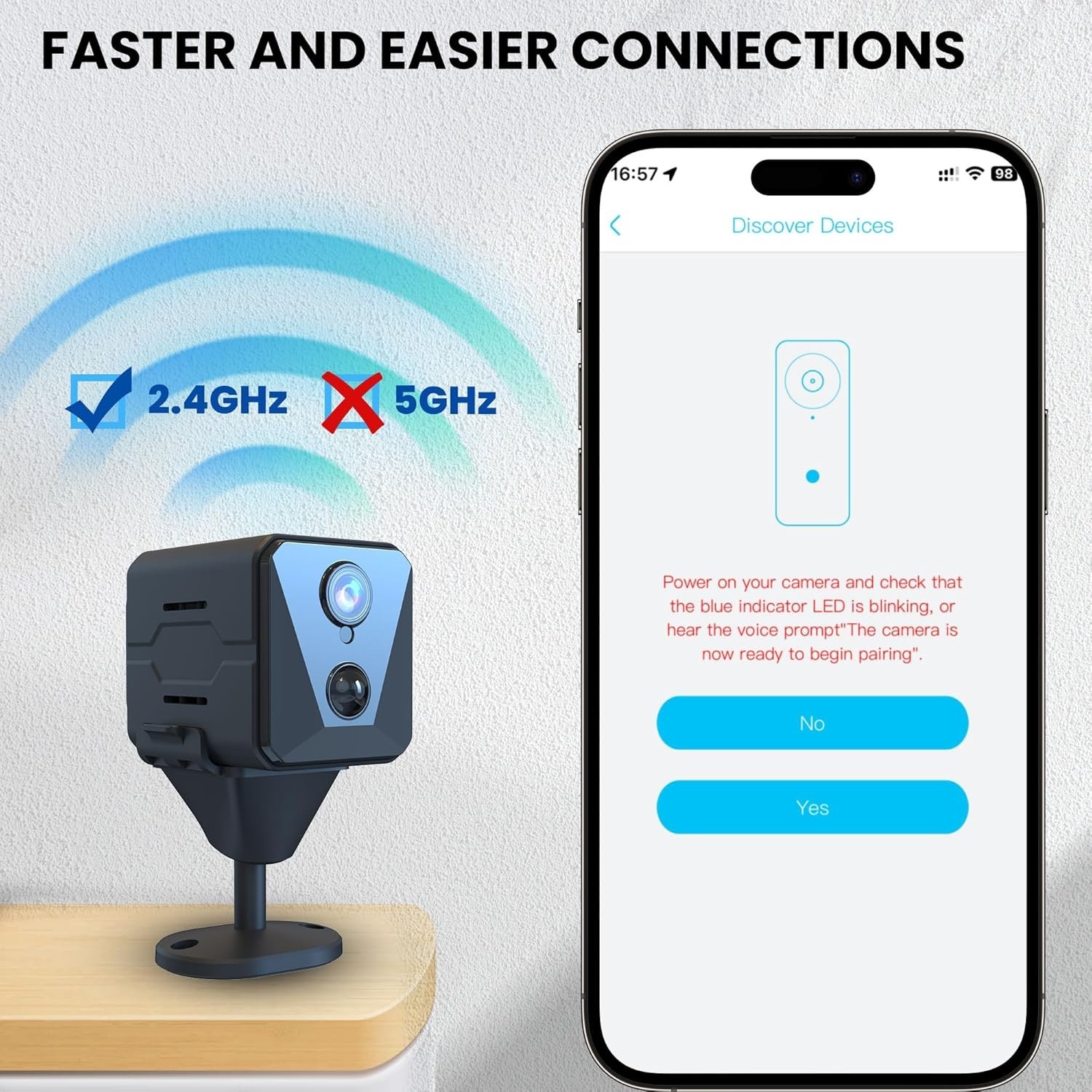 Wireless Indoor Surveillance Camera with Remote Viewing and Long Battery Life