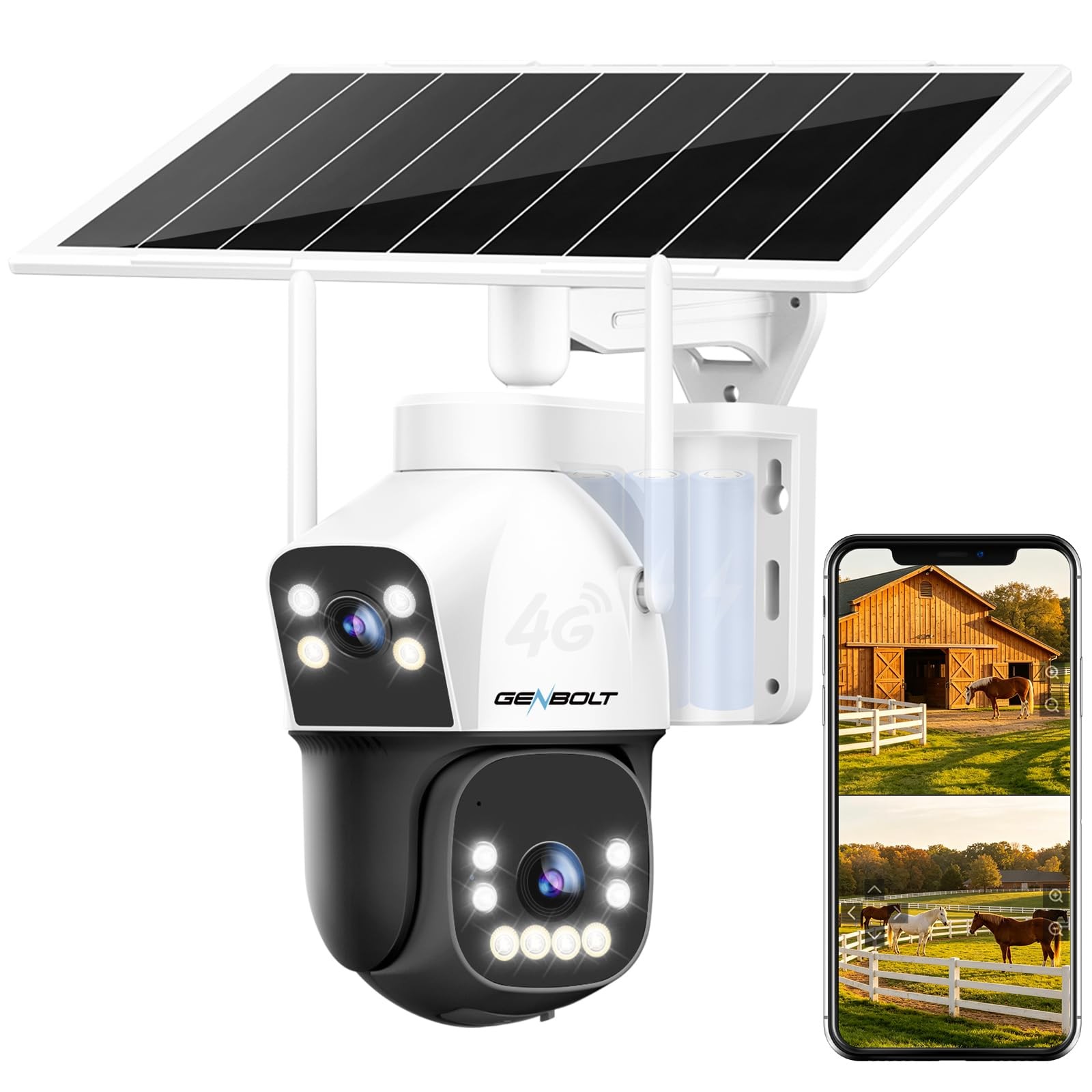 GENBOLT 4G AOV Cellular Solar Security Camera Outdoor Wireless 15600mAh