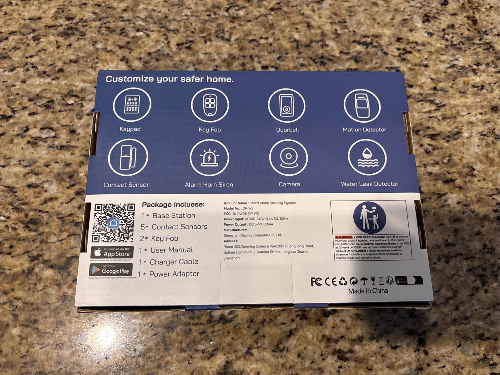 Tolviviov DP-W2 Smart Home Alarm Security System White Wireless (8-Piece Kit)