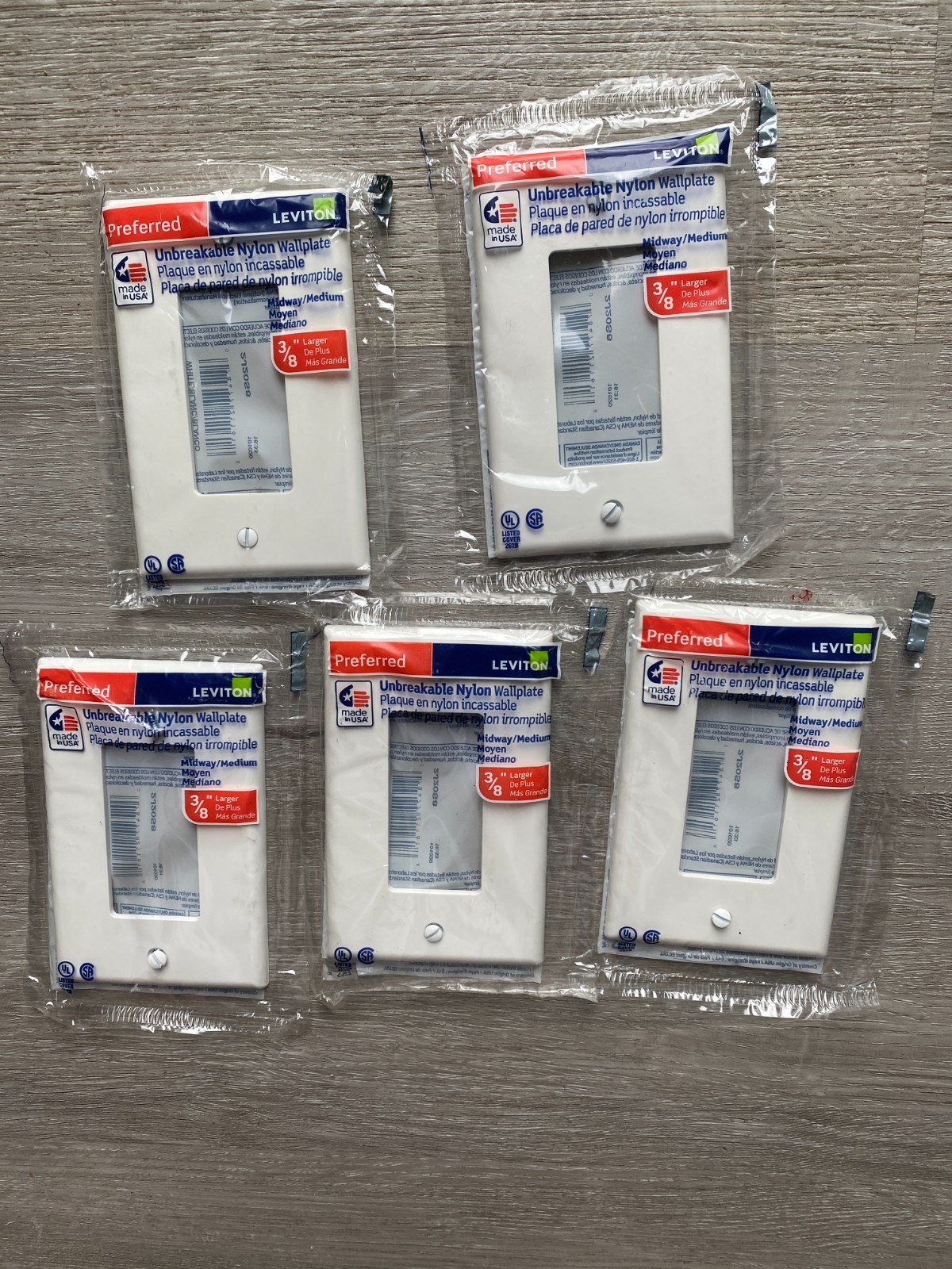 LEVITON R62-PJ26-W UNBREAKABLE NYLON WALLPLATE 3/8″ LARGER WHITE Lot of 5