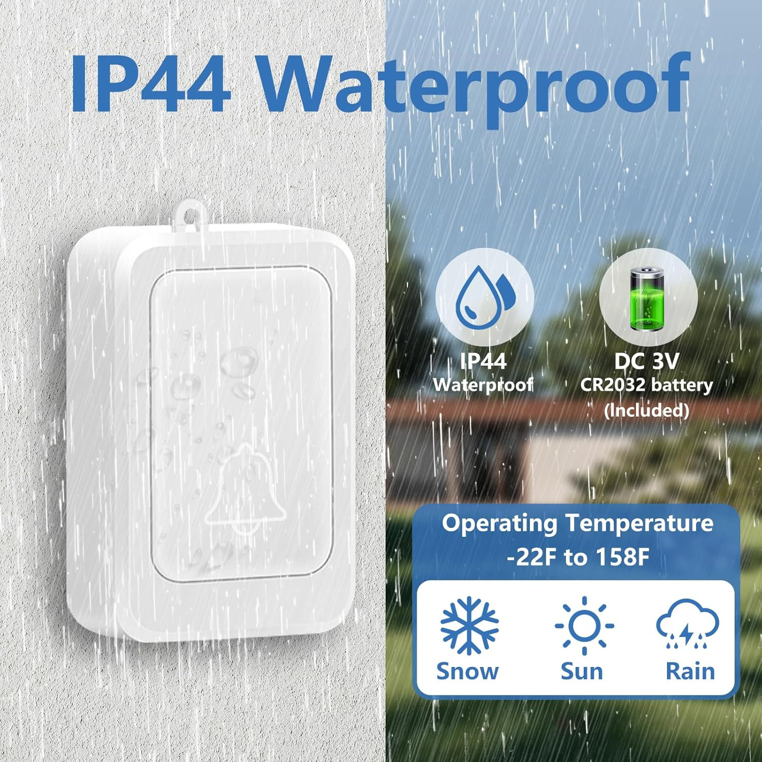 Loud Flash Doorbell with 7 Colors of Bright Light and 4 Volumes, Wireless Doorbe