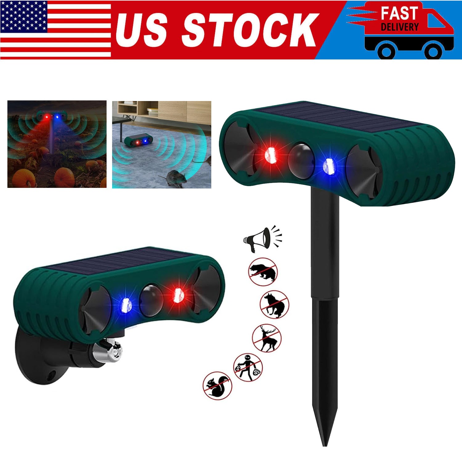 Outdoor Solar Wireless Motion Sensor Alarm 13 Sound Detector 130db Loud Noise