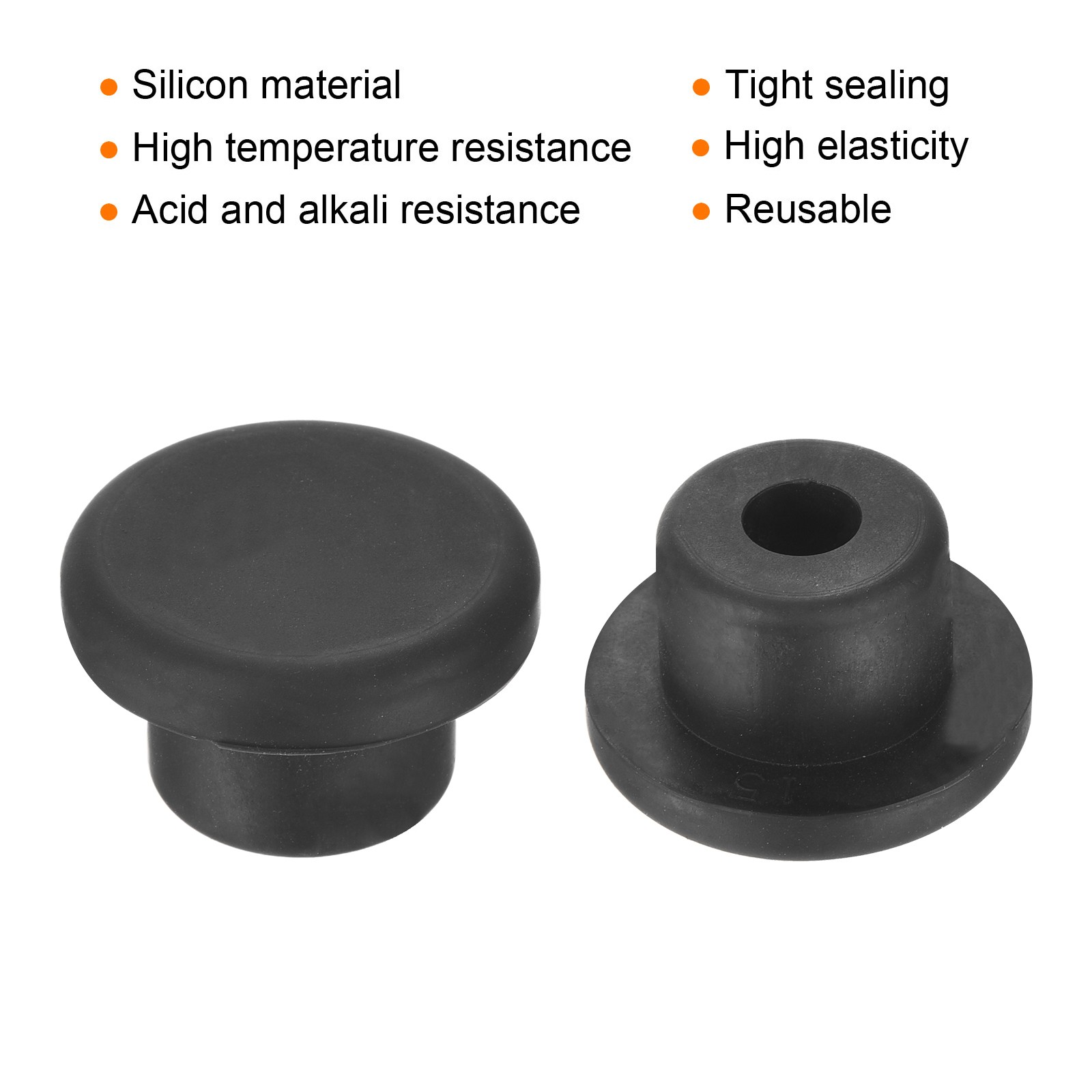 High Temp Silicone Plug t Shaped Silicon Stopper Black 23x14x4mm 12pcs