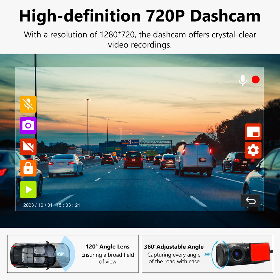 R0020 Car Dash Cam DVR Camera Video Recorder Dashcam 720P for Eonon Android Unit