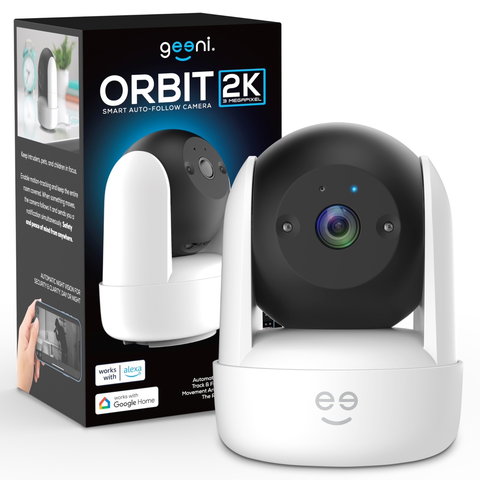 Geeni Orbit 2K PTZ Indoor Smart Security Camera Auto Tracking WiFi Night Vision