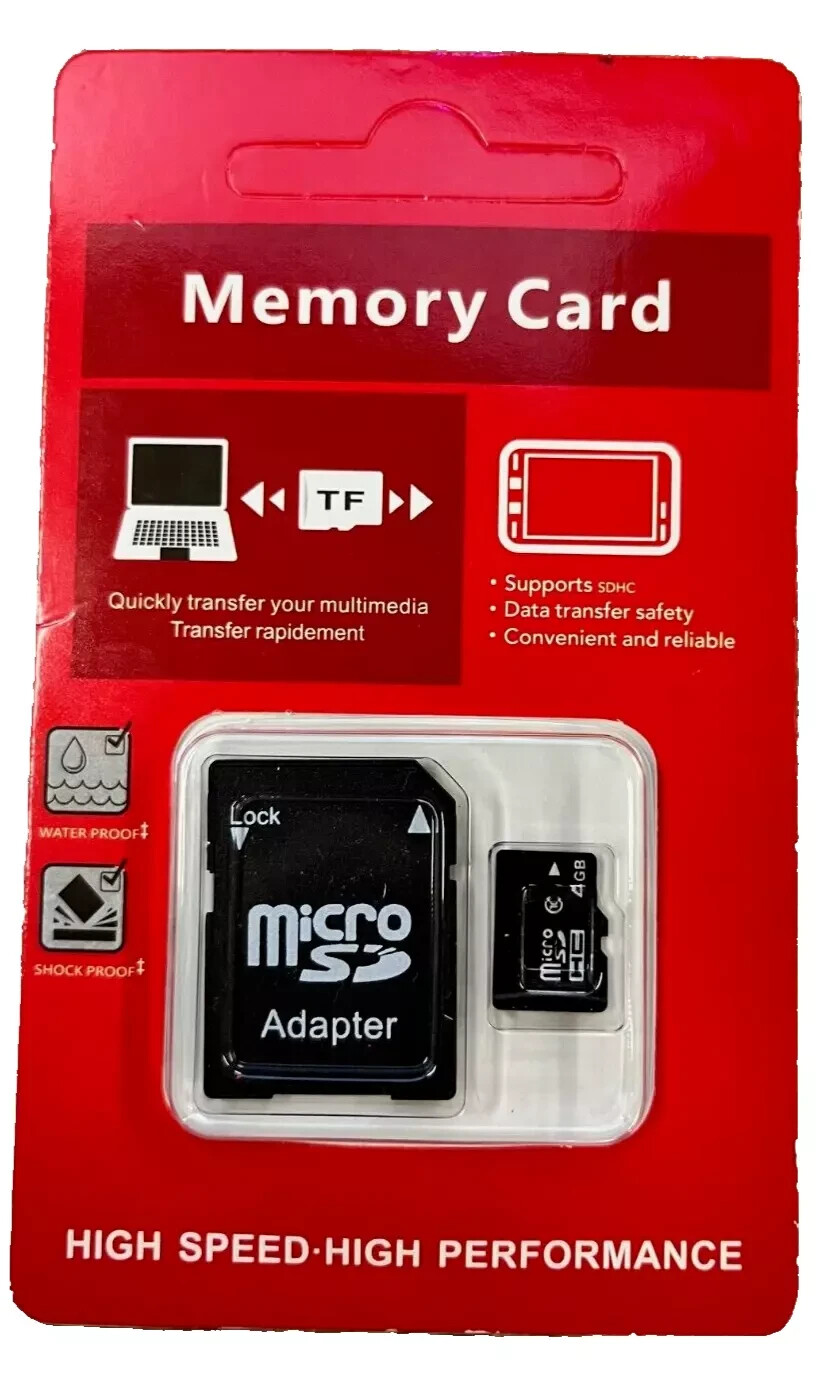 MicroSD4,8,16,32,64,128,256gb Class 4 microSDHC Memory Card and Storage Adapter