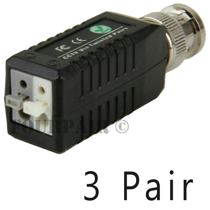 6pcs 3 Pair CCTV Camera Coax BNC AHD TVI Video Balun Transceiver to CAT5e/6 5MP