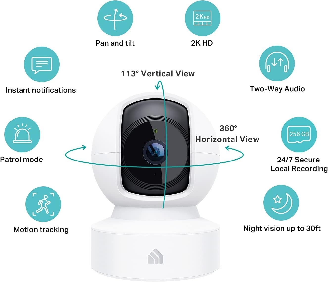 360° Viewing Kasa Smart Camera with Night Vision for Safe Indoor Monitoring