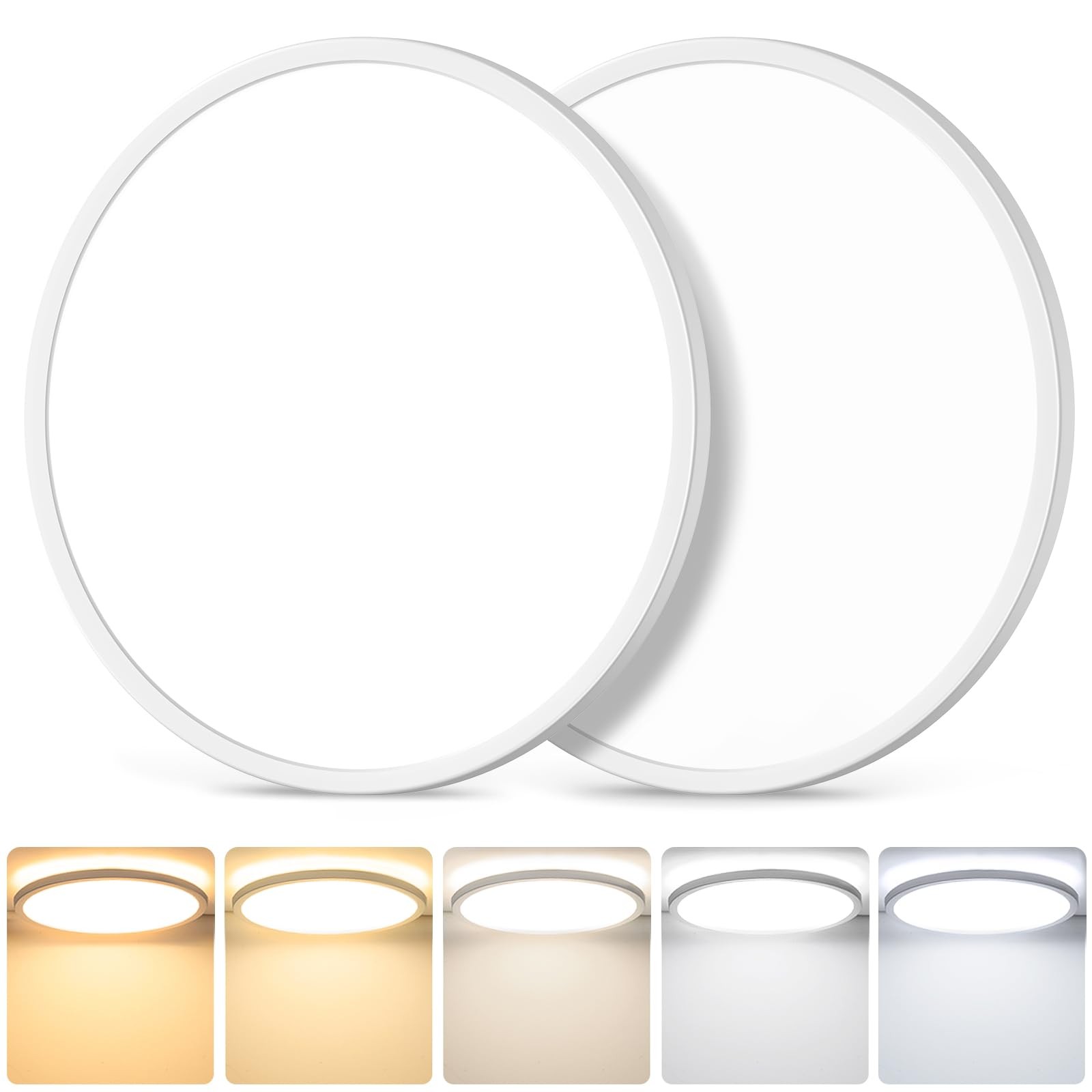 12 Inch 3200LM Dimmable LED Flush Mount Ceiling 12 Inch-2 Packs, White