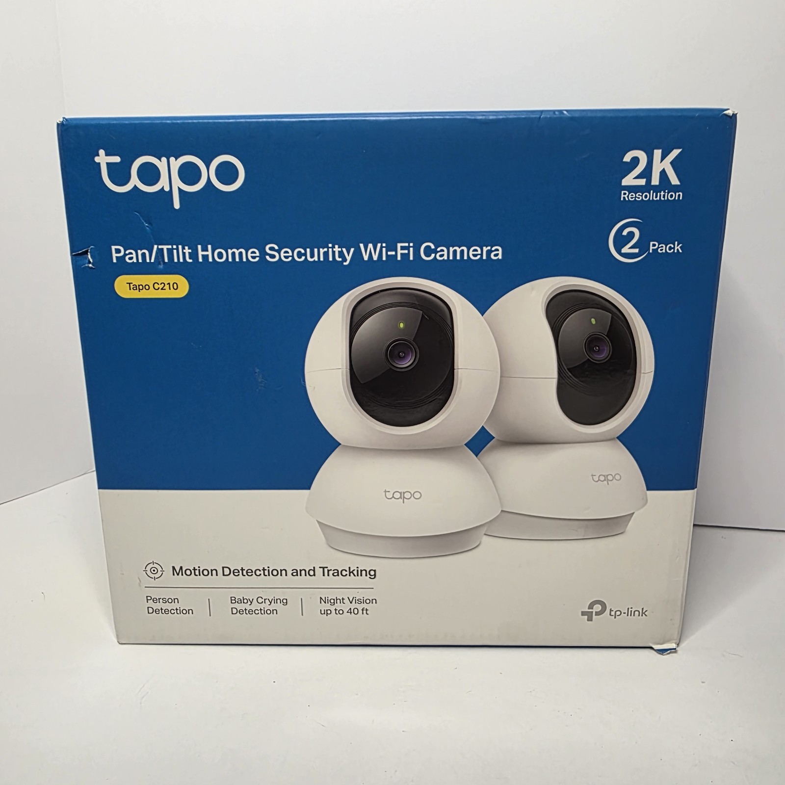TP-Link Tapo C210P2 2K Pan Tilt WiFi Indoor Security Cameras 2 Pack White