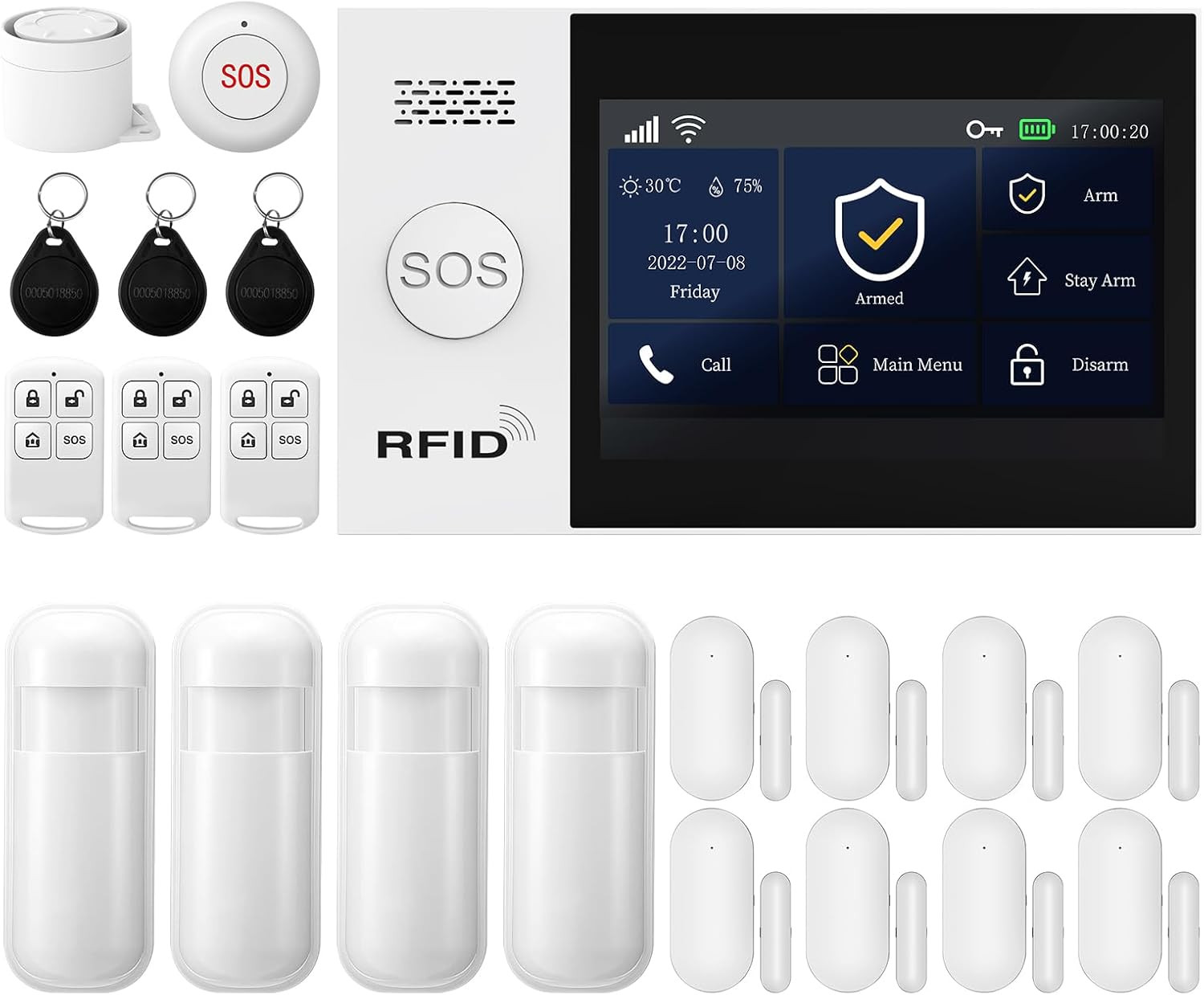 Wireless Home Security Alarm System with Touch Screen & 21-Piece Kit